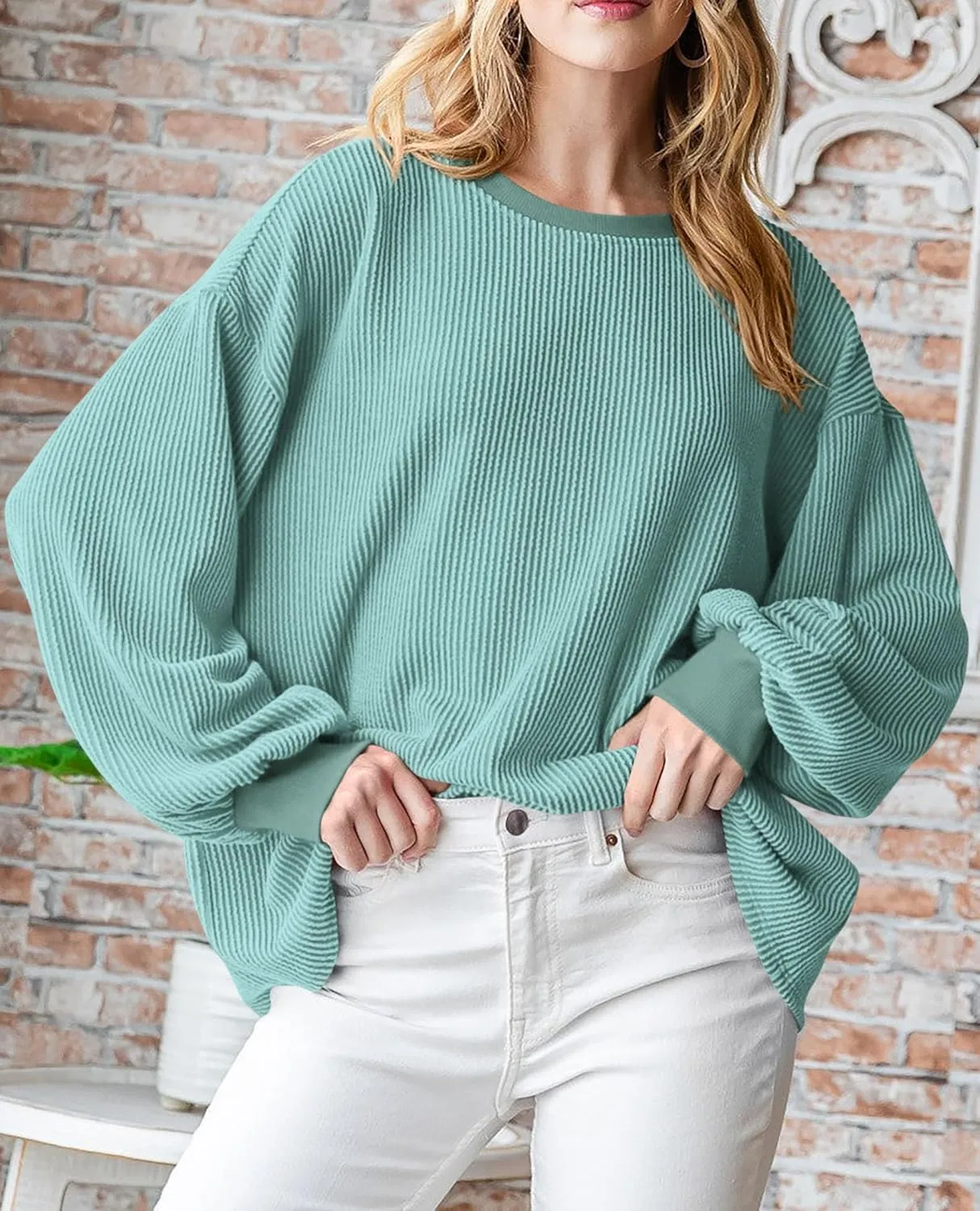 PRETTYGARDEN Women's Long Sleeve Tee Shirts Spring Fall Trendy Clothes Casual Loose Crewneck Ribbed Blouse Tunic Tops