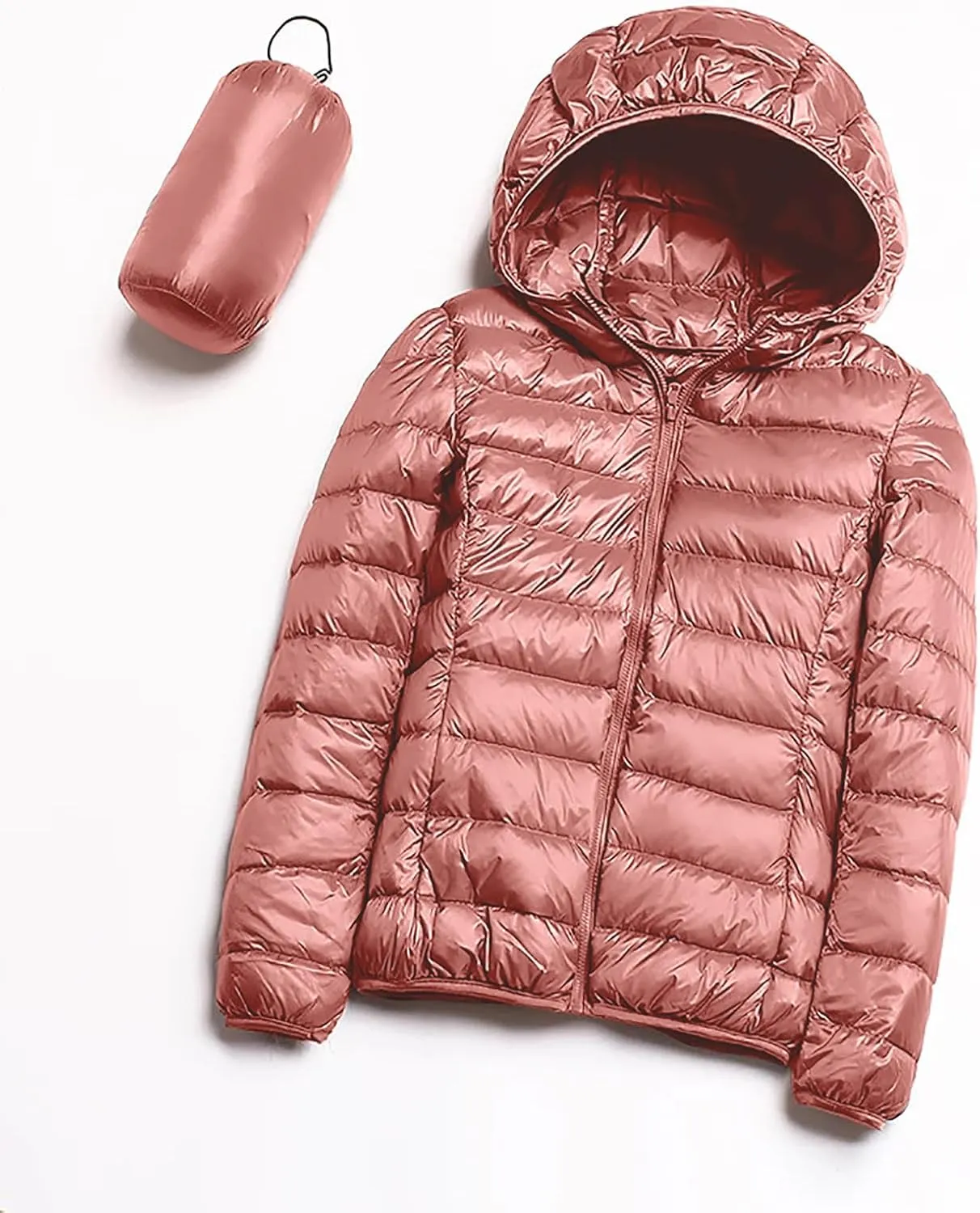 Puffer Jacket for Women Lightweight Quilted Down Coat with Hood 2024 Winter Cropped Outerwear with Pockets