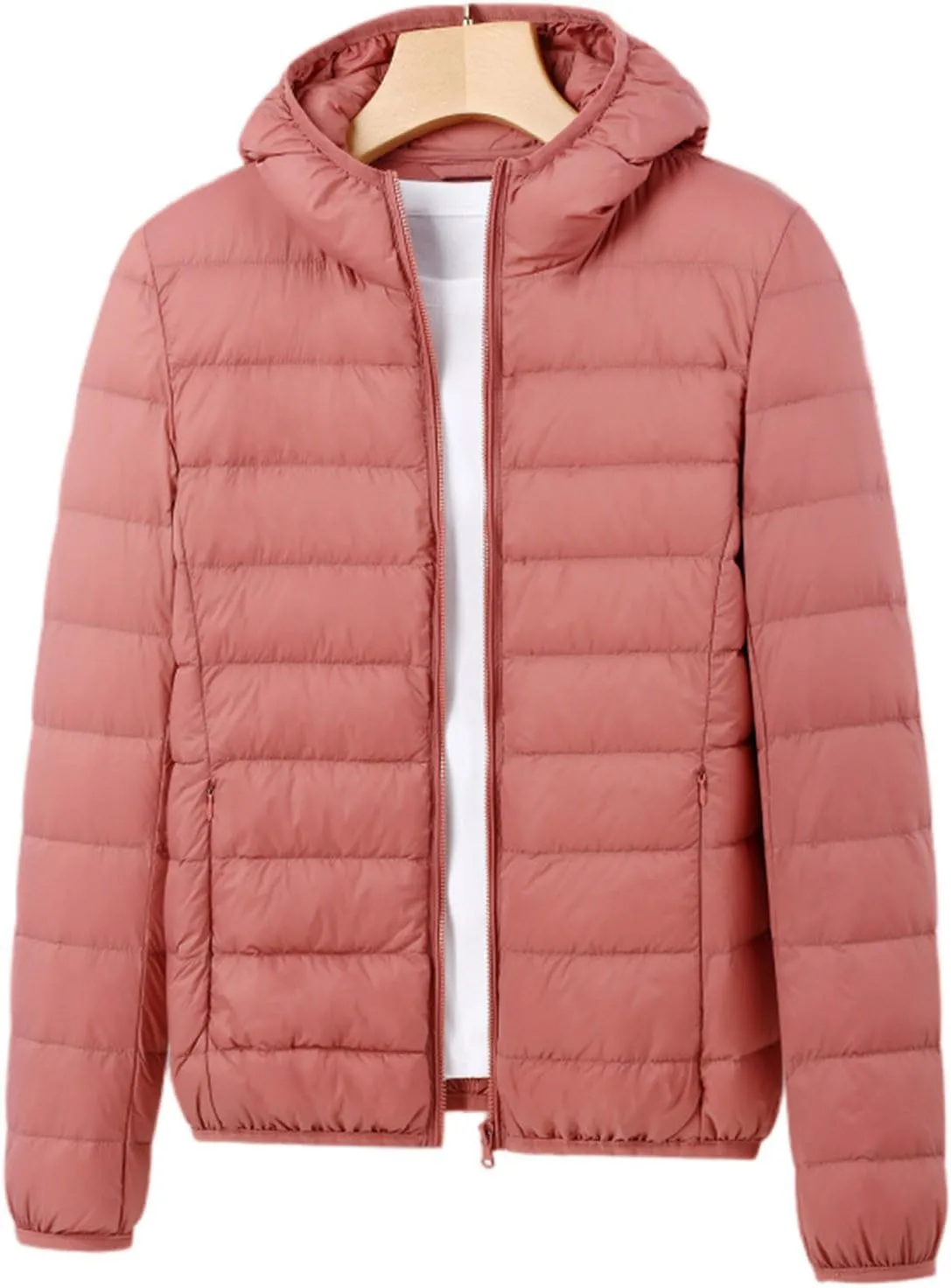 Puffer Jacket for Women Lightweight Quilted Down Coat with Hood 2024 Winter Cropped Outerwear with Pockets