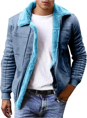 QWENTMTNTY Mens Faux Leather Aviator Bomber Jackets Fashion Sherpa Fleece Lined Trucker Jacket Big and Tall Vintage Winter Coats