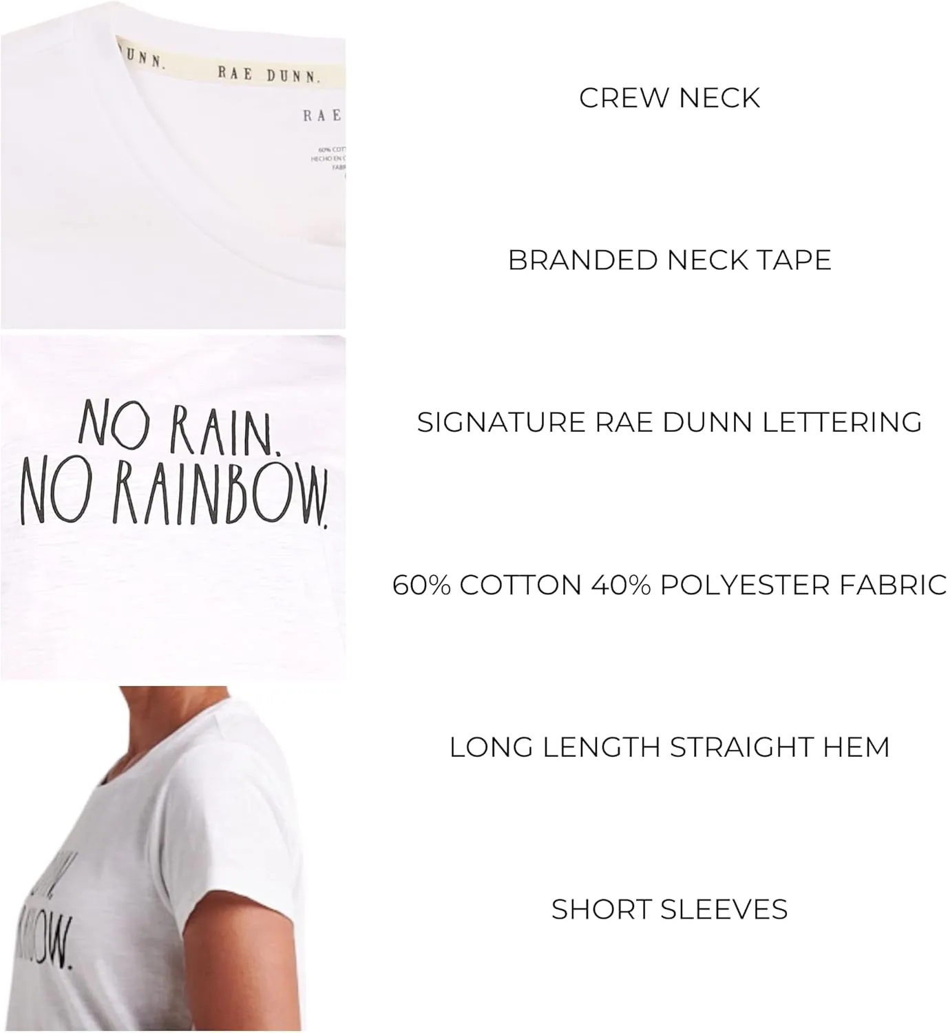 Rae Dunn Graphic Tees for Women, Crewneck Cotton Polyester Short Sleeve T-Shirt, Summer Tops for Women