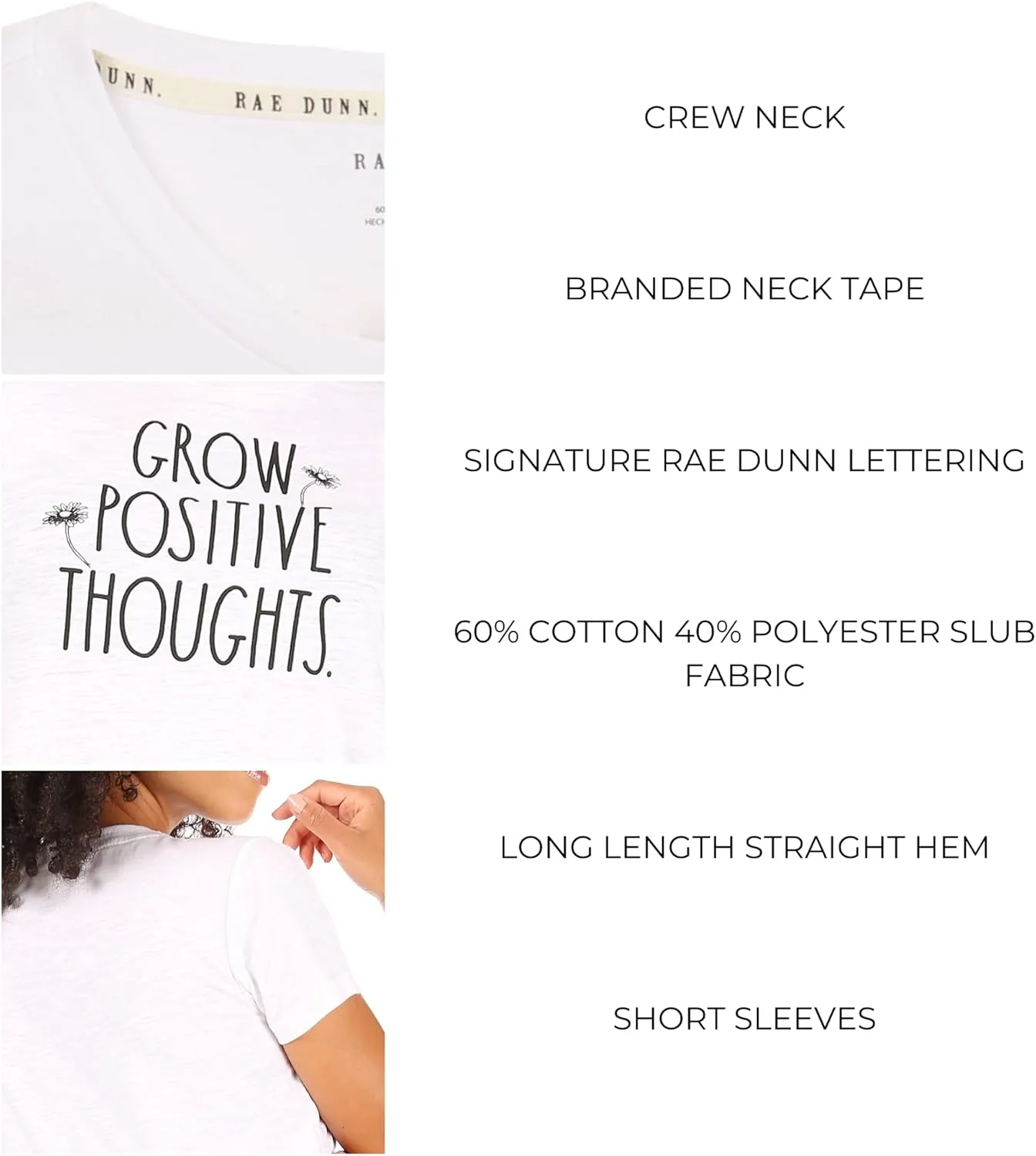 Rae Dunn Graphic Tees for Women, Crewneck Cotton Polyester Short Sleeve T-Shirt, Summer Tops for Women