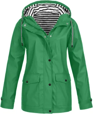 Rain Jackets Women Lightweight Waterproof Plus Size Raincoat with Hood, Fall Long Packable Windbreaker Poncho