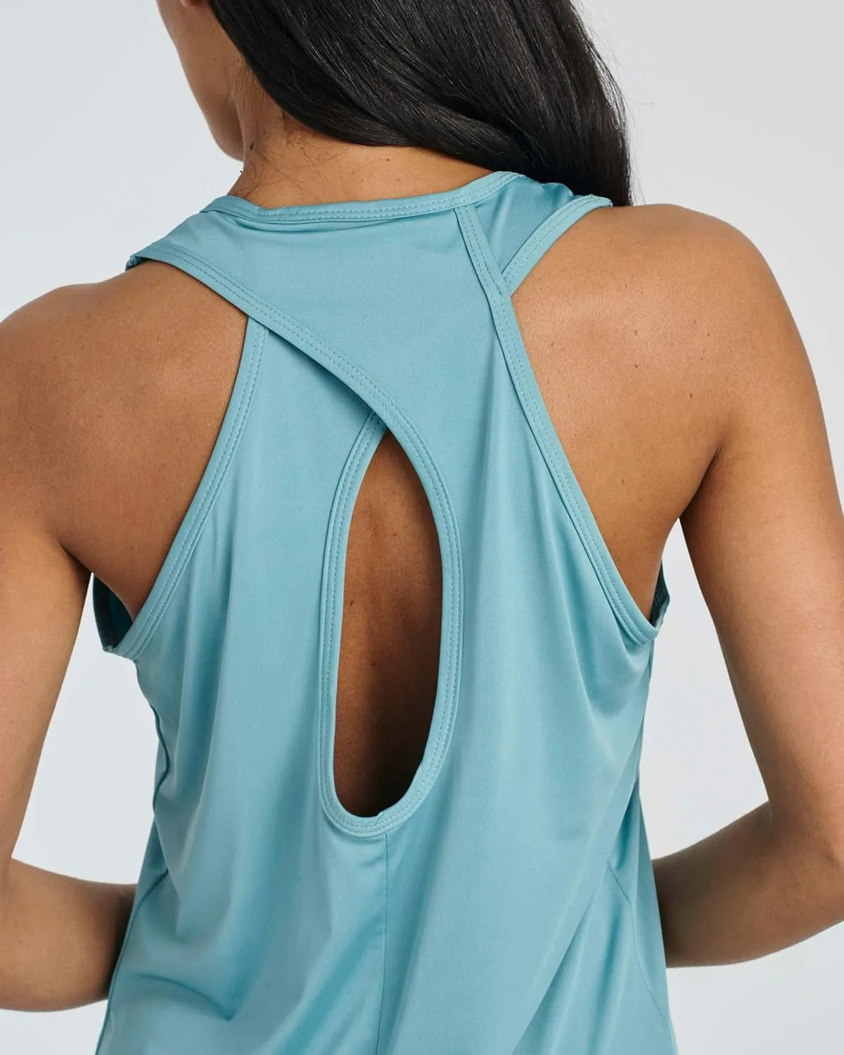 Real Essentials 5 Pack: Women's Crossback Keyhole Open Back Workout Tank Top Dry-Fit Sleeveless Yoga Gym (Available in Plus)