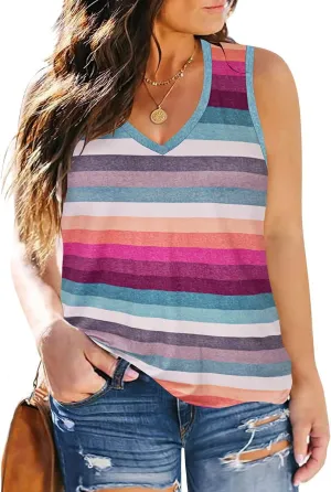 RITERA Plus Size Tank Tops for Women Sleeveless Shirt Casual V Neck Oversized Basic Tanks XL-5XL