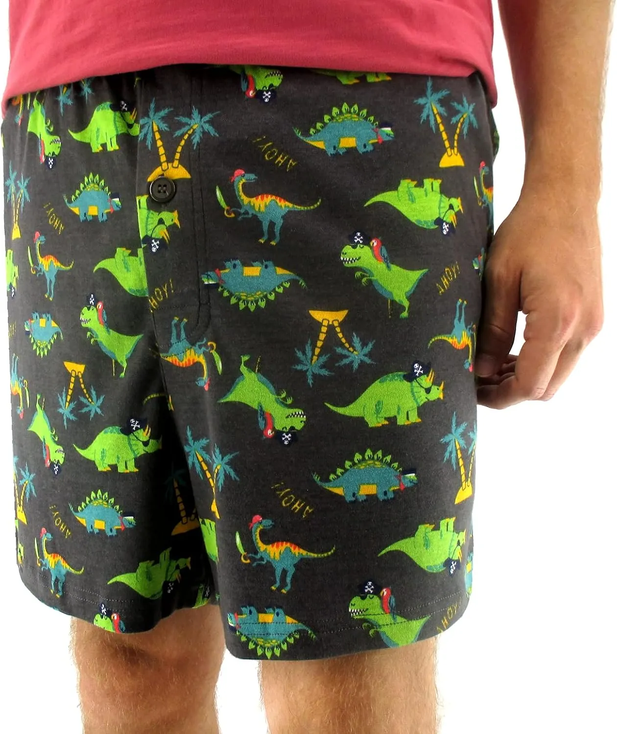 ROCK ATOLL Men's Soft Stretchy Relaxed Fit Patterned Cotton Jersey Knit Sleep Pajama Shorts