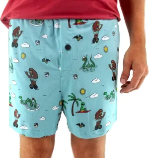 ROCK ATOLL Men's Soft Stretchy Relaxed Fit Patterned Cotton Jersey Knit Sleep Pajama Shorts