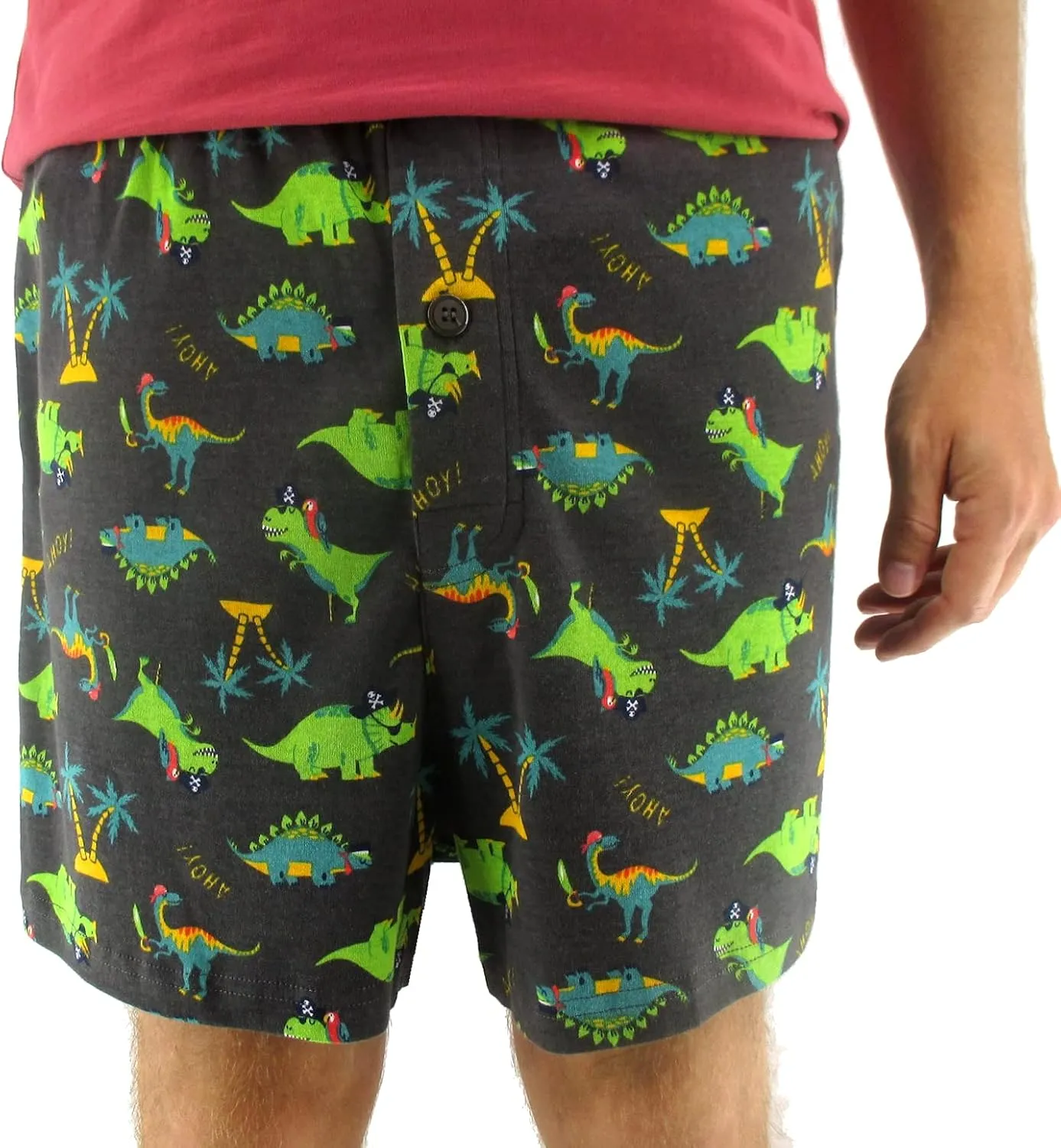 ROCK ATOLL Men's Soft Stretchy Relaxed Fit Patterned Cotton Jersey Knit Sleep Pajama Shorts
