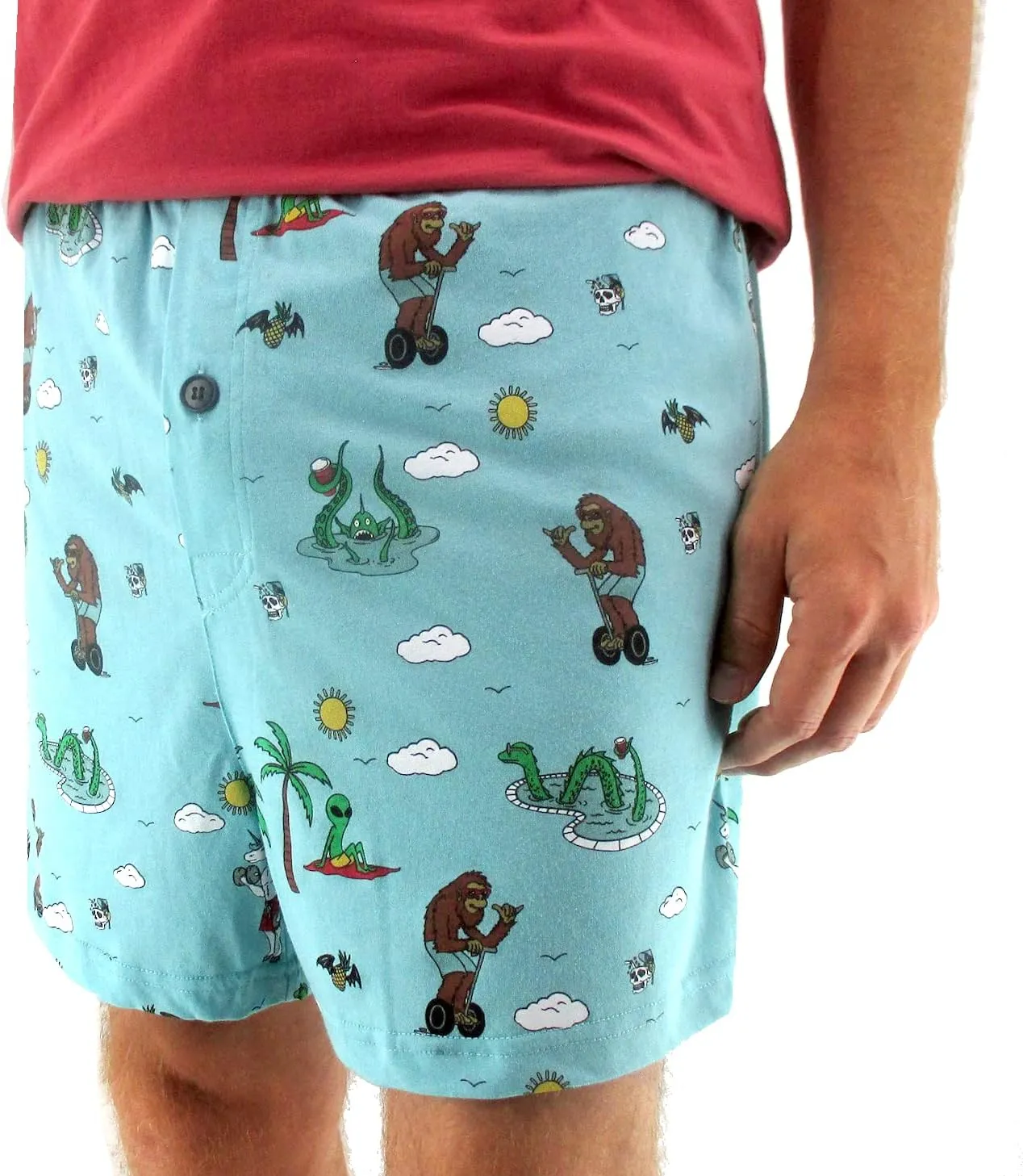 ROCK ATOLL Men's Soft Stretchy Relaxed Fit Patterned Cotton Jersey Knit Sleep Pajama Shorts