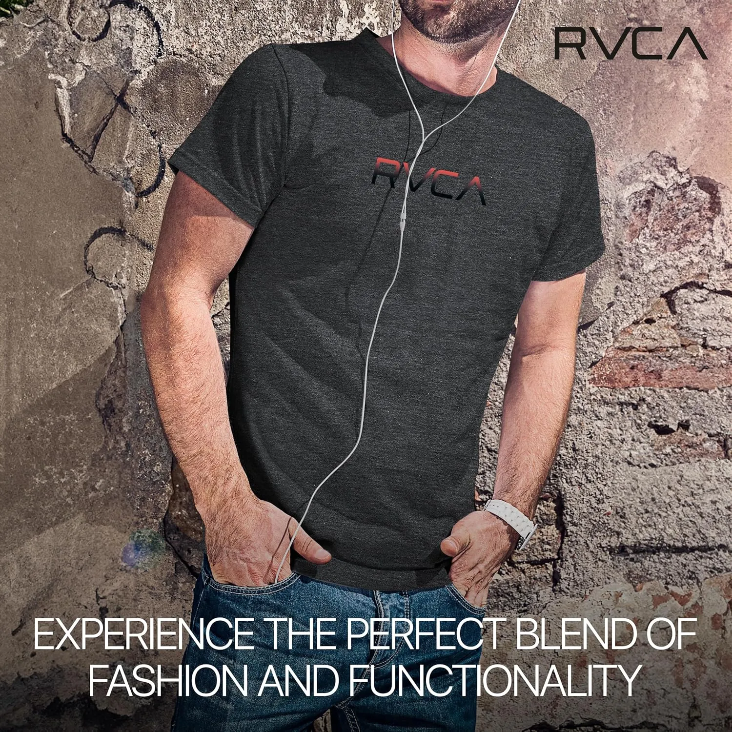RVCA Mens Short Sleeve Lightweight Lounge Crew Tee Loungewear Crew Neck