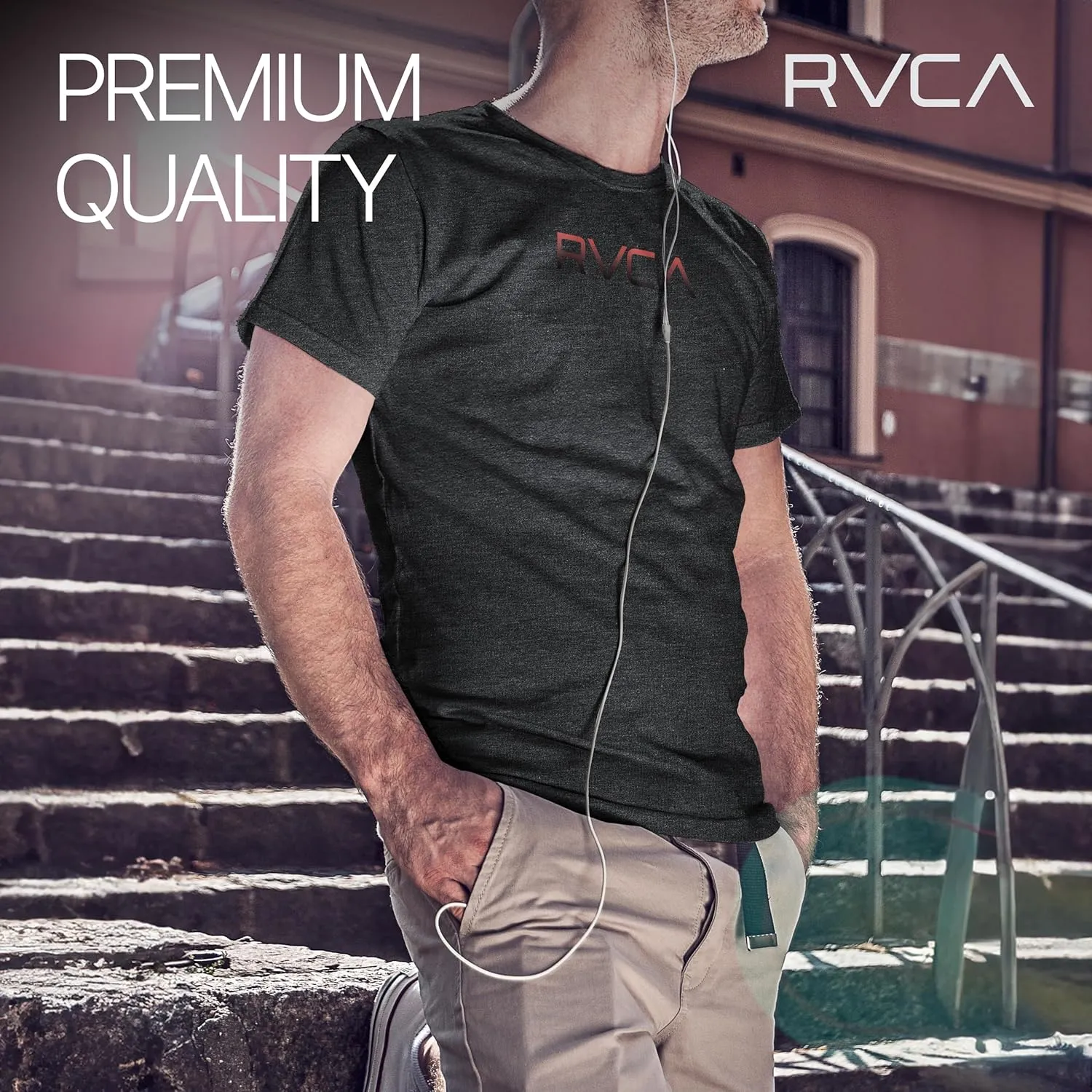 RVCA Mens Short Sleeve Lightweight Lounge Crew Tee Loungewear Crew Neck