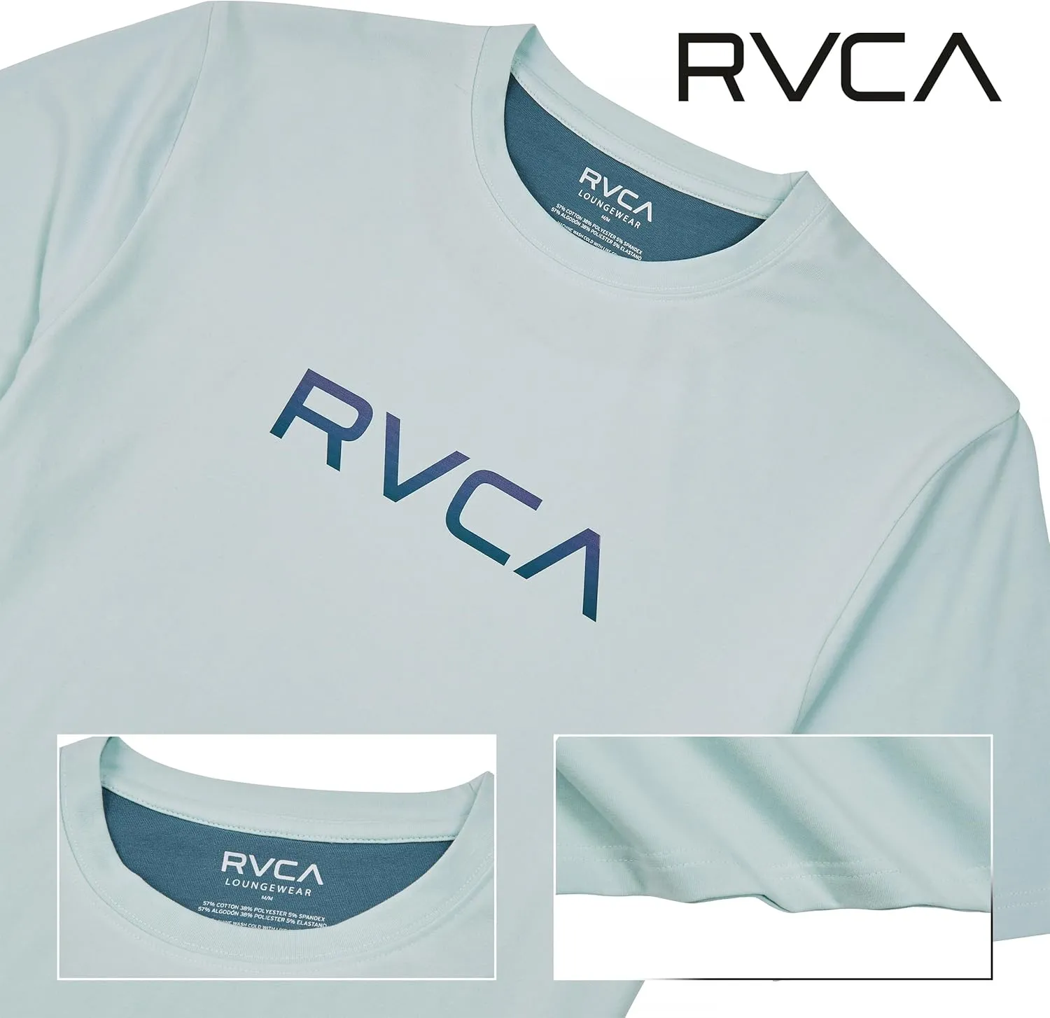 RVCA Mens Short Sleeve Lightweight Lounge Crew Tee Loungewear Crew Neck