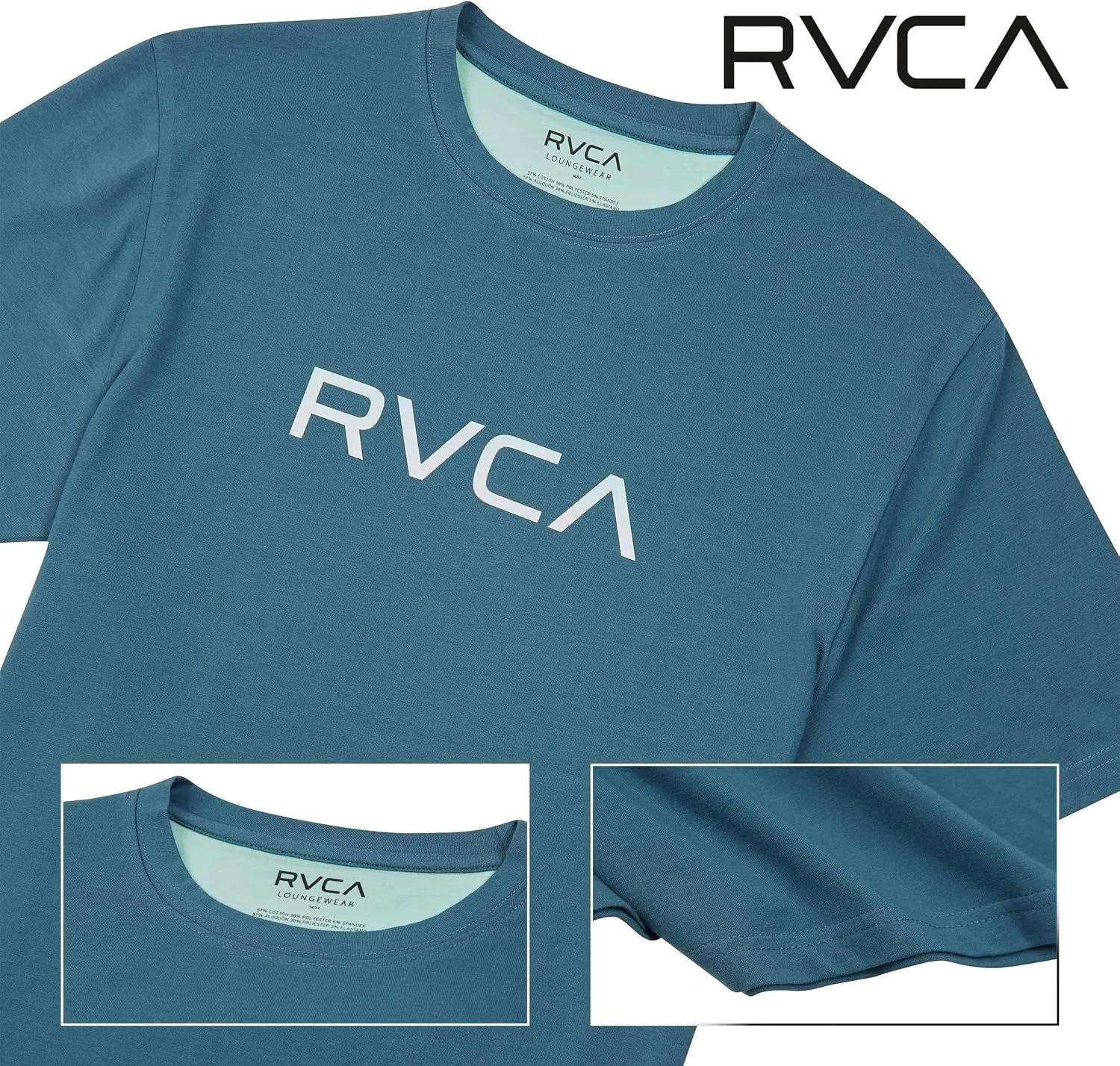 RVCA Mens Short Sleeve Lightweight Lounge Crew Tee Loungewear Crew Neck