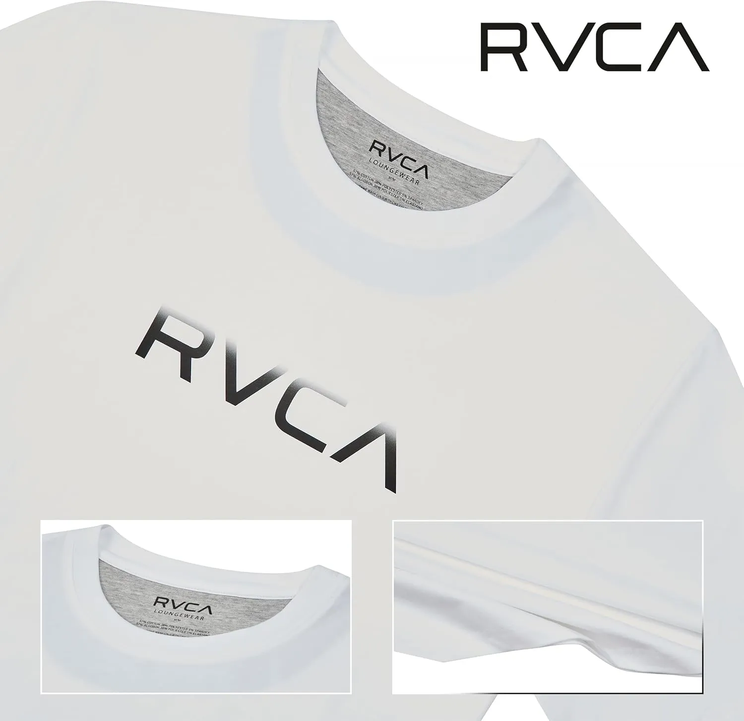 RVCA Mens Short Sleeve Lightweight Lounge Crew Tee Loungewear Crew Neck