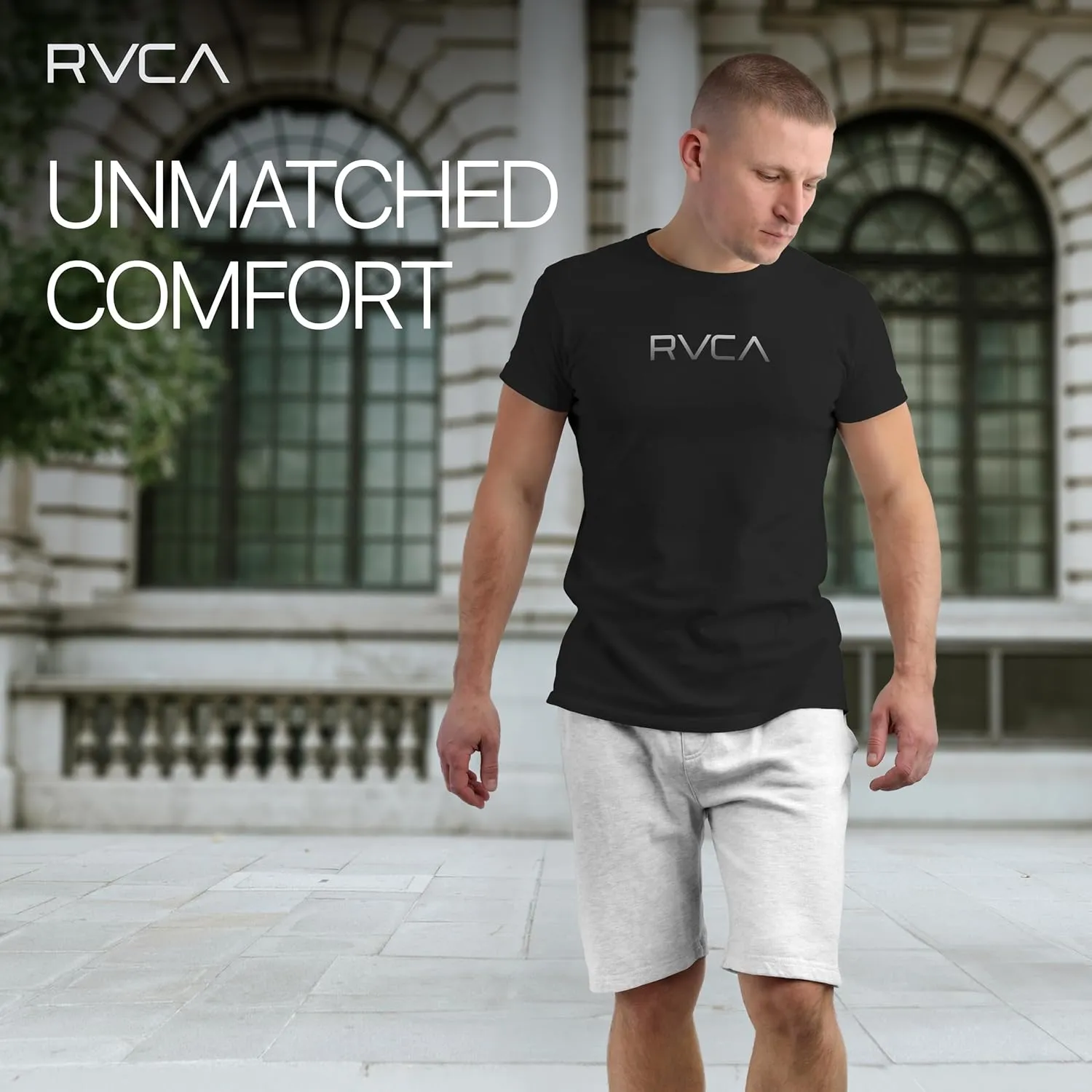 RVCA Mens Short Sleeve Lightweight Lounge Crew Tee Loungewear Crew Neck