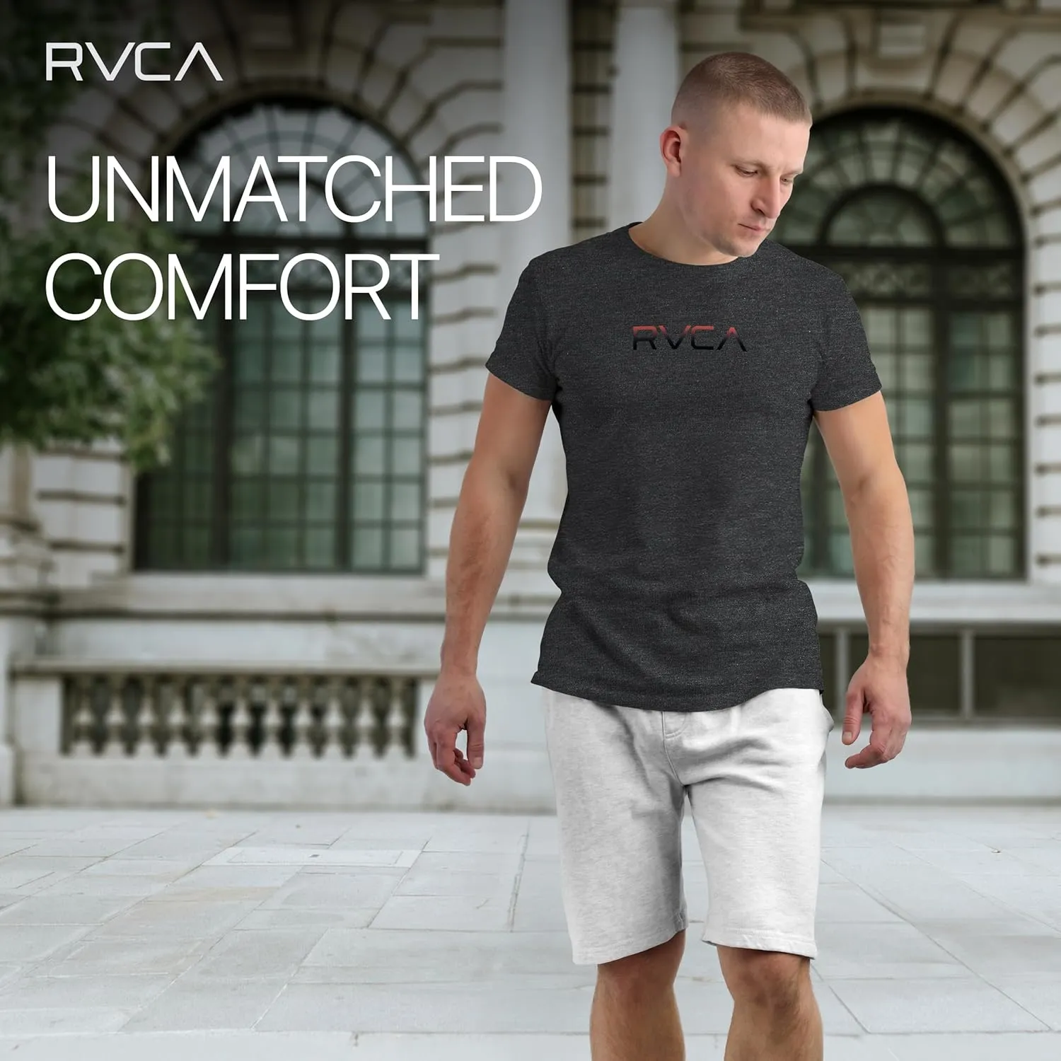 RVCA Mens Short Sleeve Lightweight Lounge Crew Tee Loungewear Crew Neck