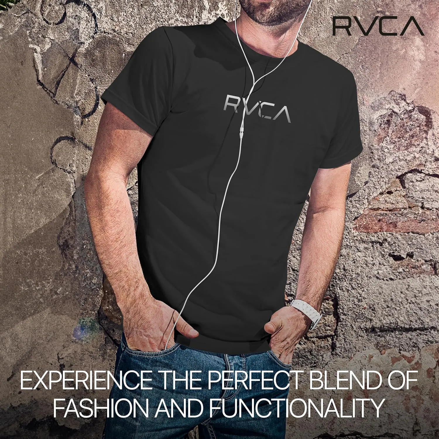 RVCA Mens Short Sleeve Lightweight Lounge Crew Tee Loungewear Crew Neck