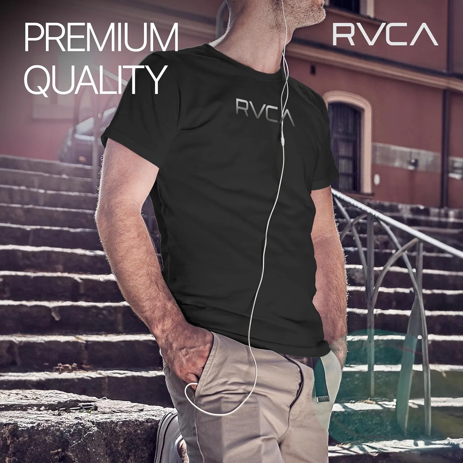 RVCA Mens Short Sleeve Lightweight Lounge Crew Tee Loungewear Crew Neck