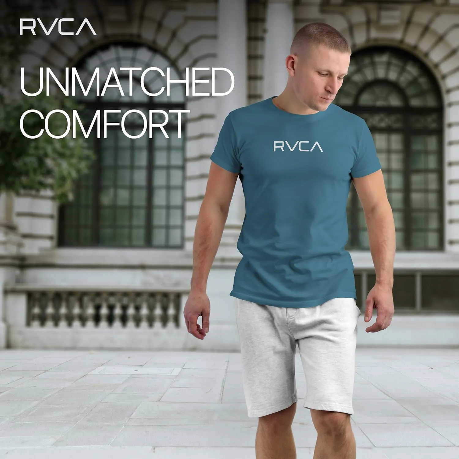 RVCA Mens Short Sleeve Lightweight Lounge Crew Tee Loungewear Crew Neck