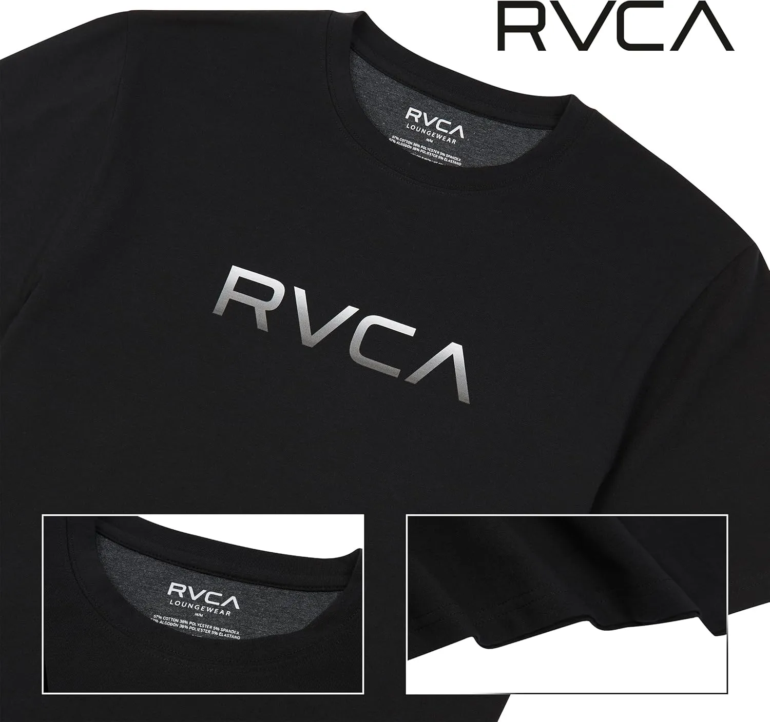 RVCA Mens Short Sleeve Lightweight Lounge Crew Tee Loungewear Crew Neck