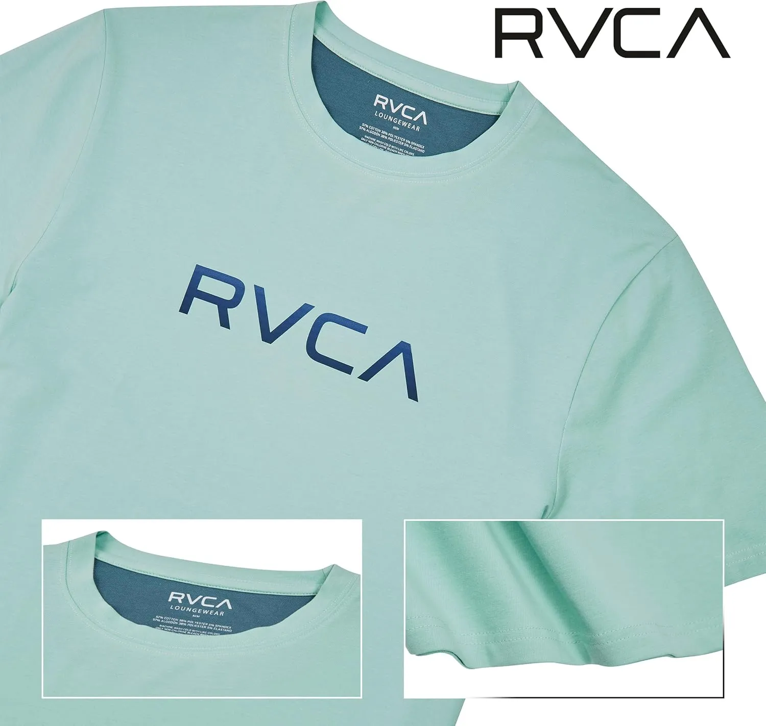 RVCA Mens Short Sleeve Lightweight Lounge Crew Tee Loungewear Crew Neck