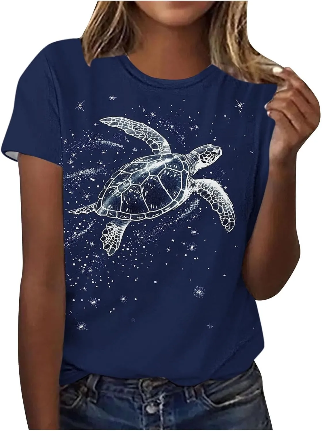 Sea Turtles Graphic Tops for Women Crewneck Short Sleeve Tshirts Summer Casual Trendy Blouses Beach Vacation Tees
