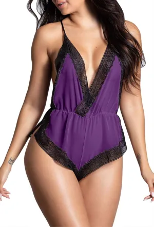 Sexy Lingerie for Women Teddy Lace Bodysuit Deep V-Neck Halter Sleepwear Sheer Mesh One Piece Babydoll Pajamas