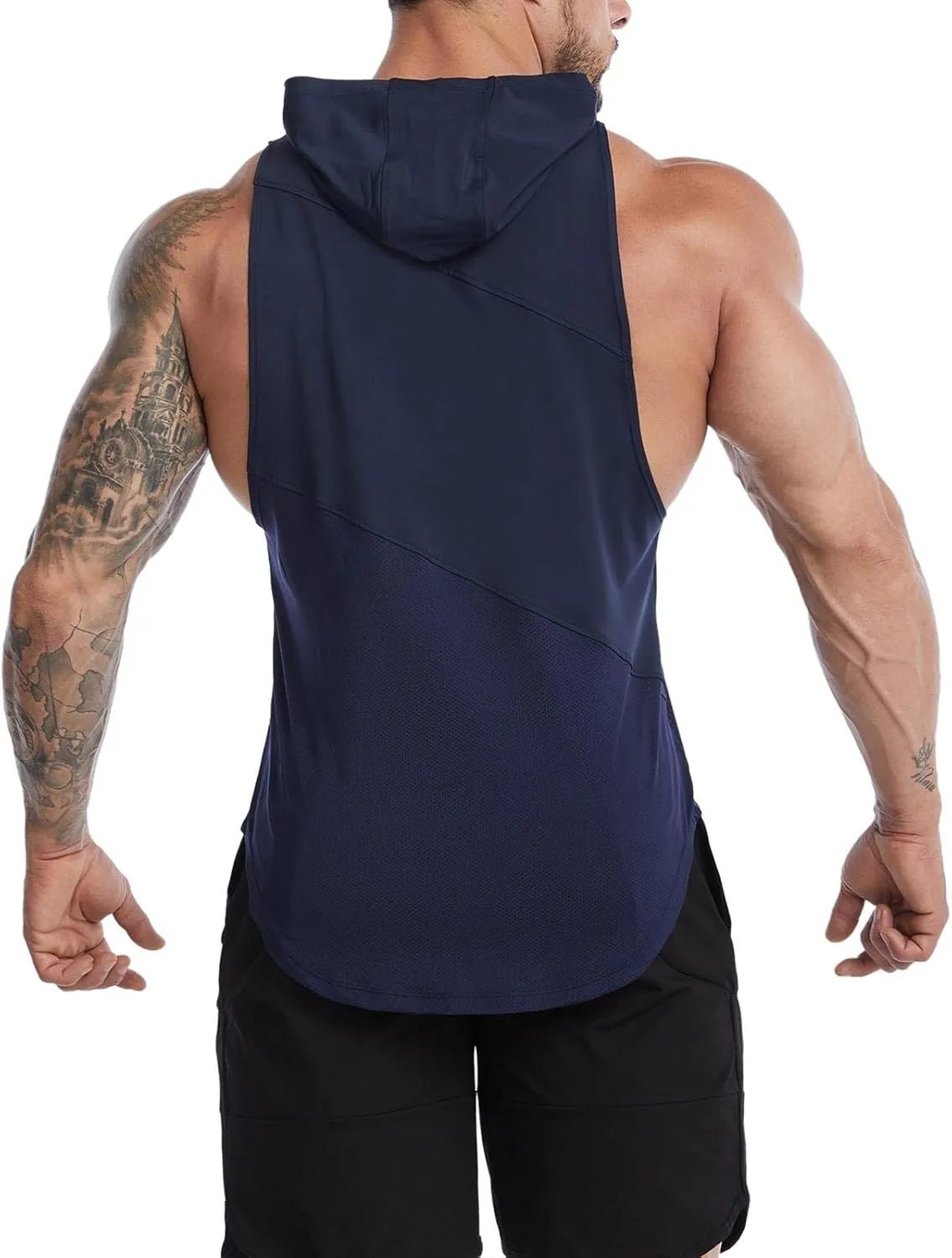 Sleeveless Hoodies for Men Quick Dry Tank Tops Summer Jogging Muscle Shirts Fitness Athletic Tees Workout Gym T-Shirt