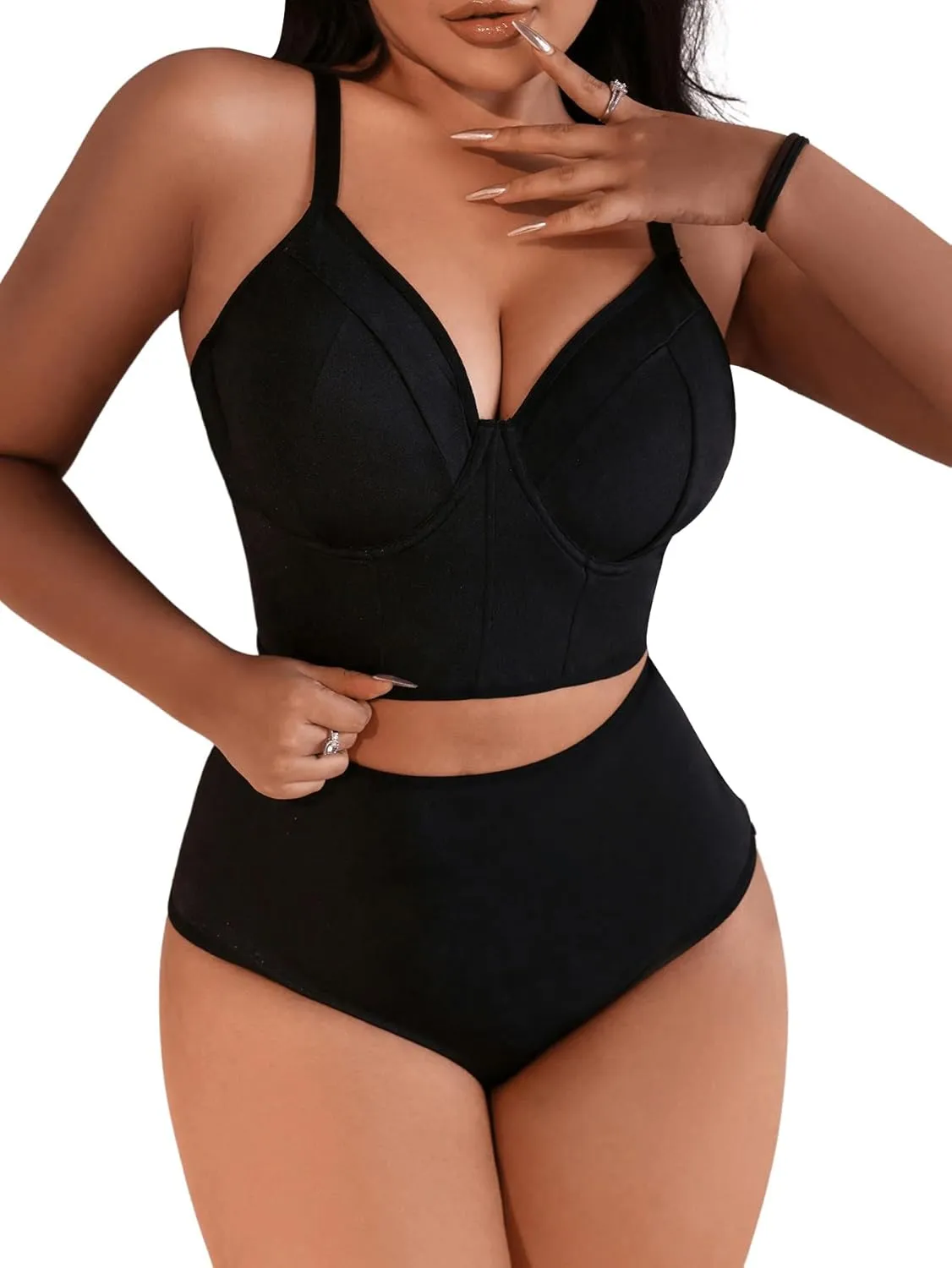 SOLY HUX Women's Plus Size Lingerie Set Underwire Bra and Panty Sets