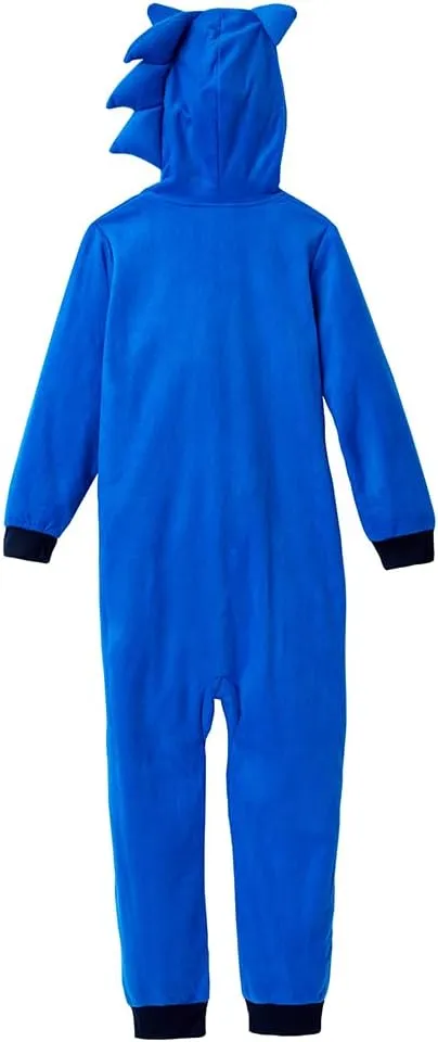 Sonic The Hedgehog Boys Pajama Onesie Hooded Zip Front Blanket Sleeper for Kids