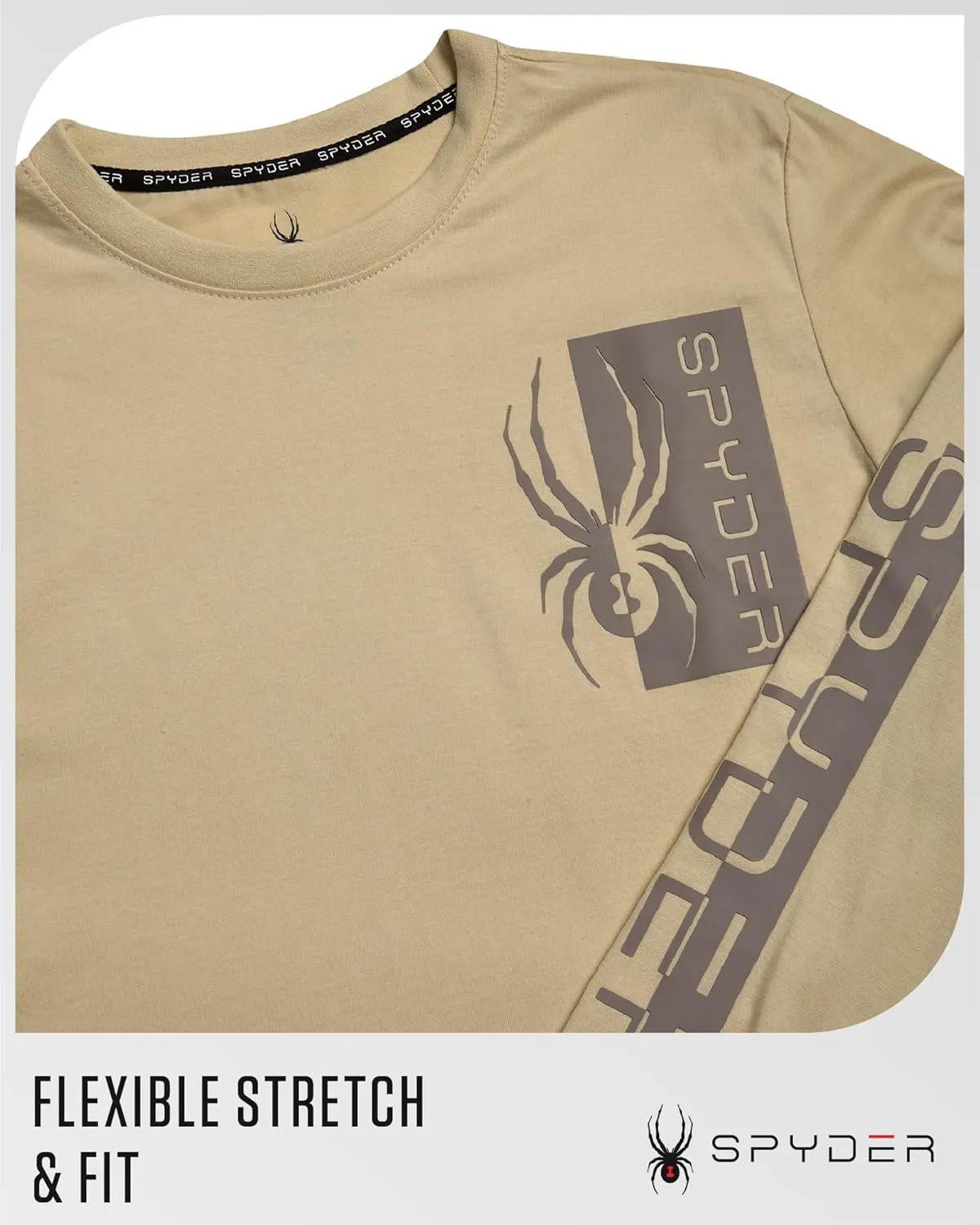 Spyder Men's Long Sleeve Tee Shirts - Mountain Top Printed Crewneck Graphic Tee - Casual Long Sleeve Shirts for Men (S-XXL)