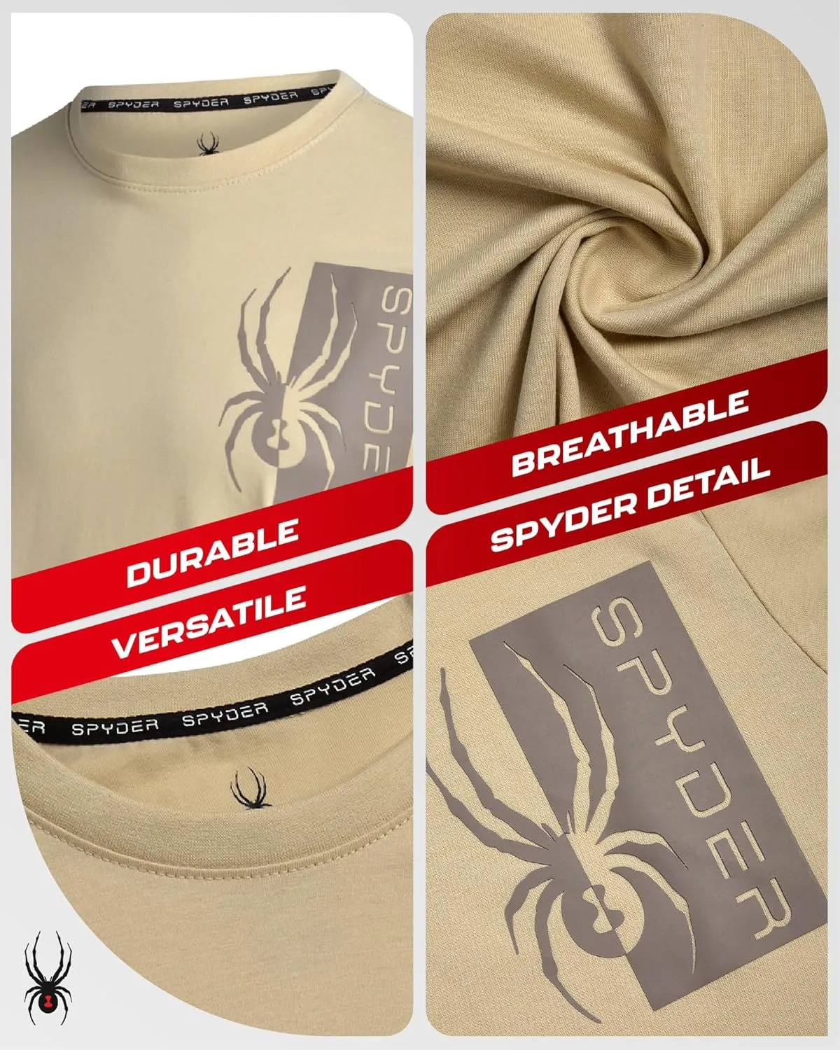 Spyder Men's Long Sleeve Tee Shirts - Mountain Top Printed Crewneck Graphic Tee - Casual Long Sleeve Shirts for Men (S-XXL)