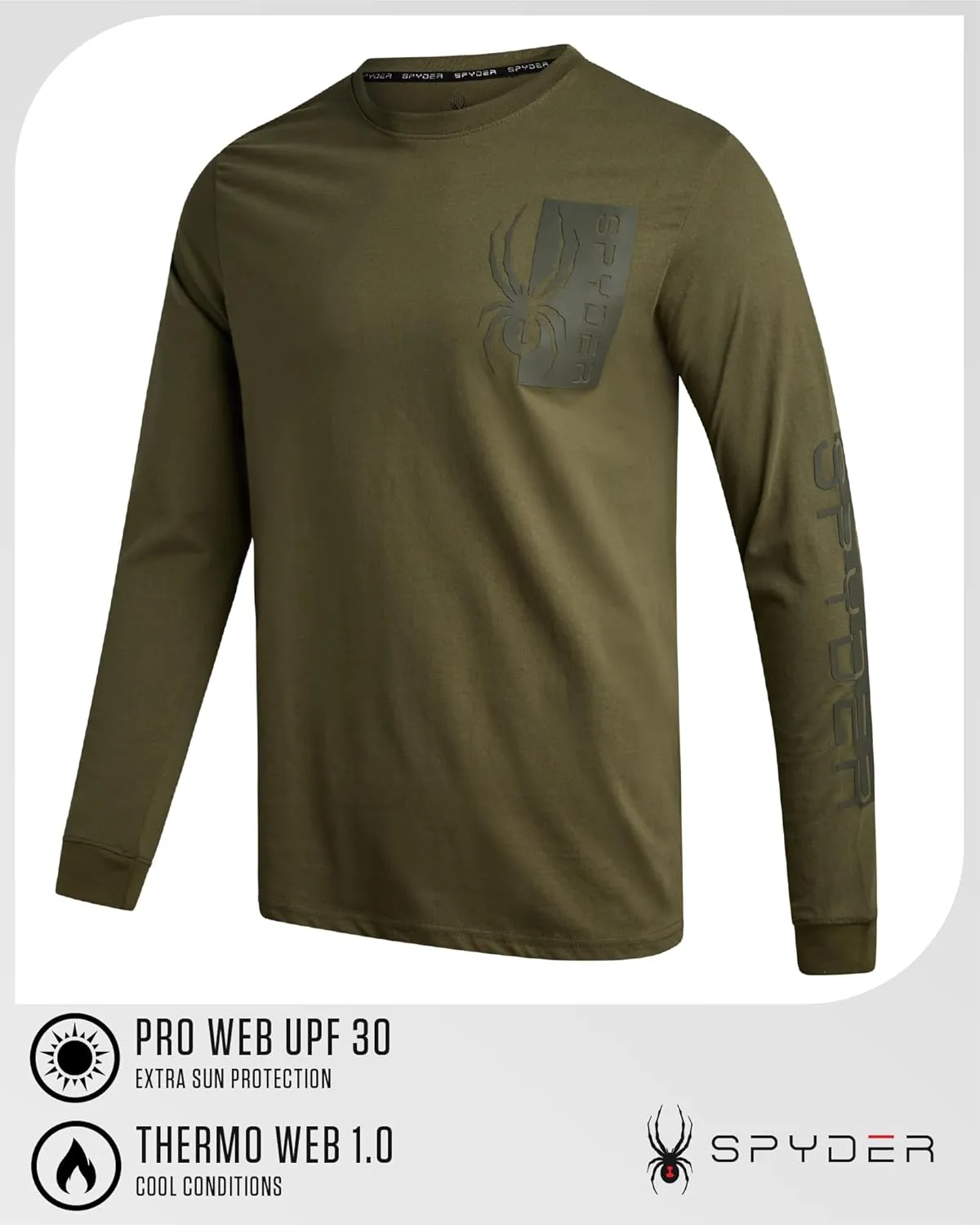 Spyder Men's Long Sleeve Tee Shirts - Mountain Top Printed Crewneck Graphic Tee - Casual Long Sleeve Shirts for Men (S-XXL)