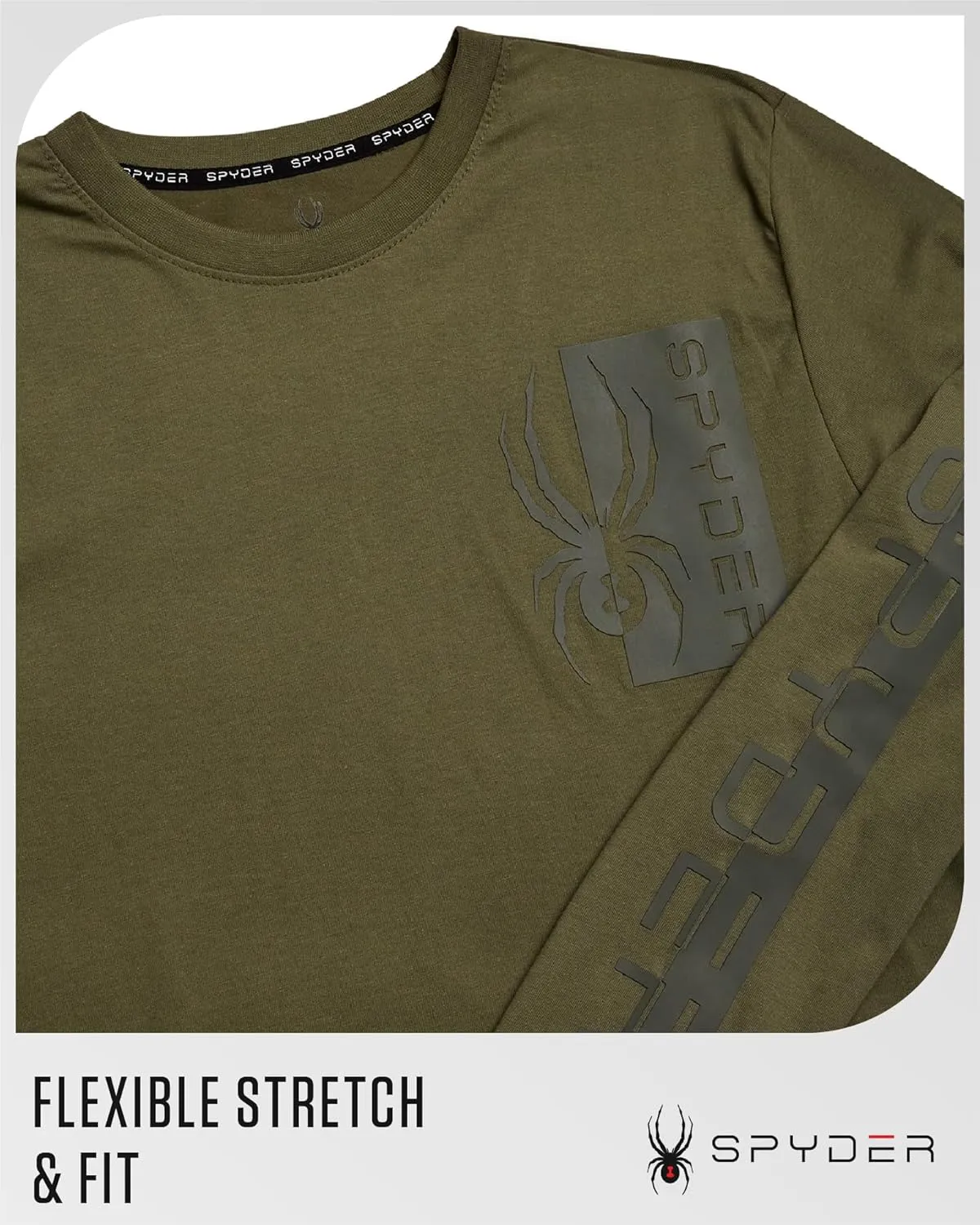 Spyder Men's Long Sleeve Tee Shirts - Mountain Top Printed Crewneck Graphic Tee - Casual Long Sleeve Shirts for Men (S-XXL)