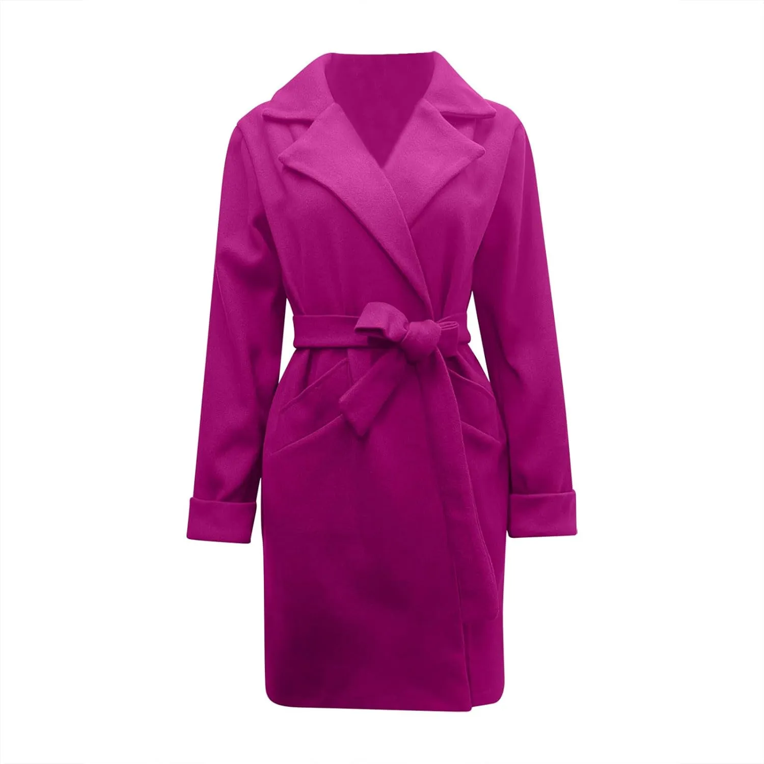 STYESH Womens Wrap Coats with Belt 2023 Fashion Overcoats Notched Lapel Trench Coats Winter Pea Coats Outerwear with Pockets