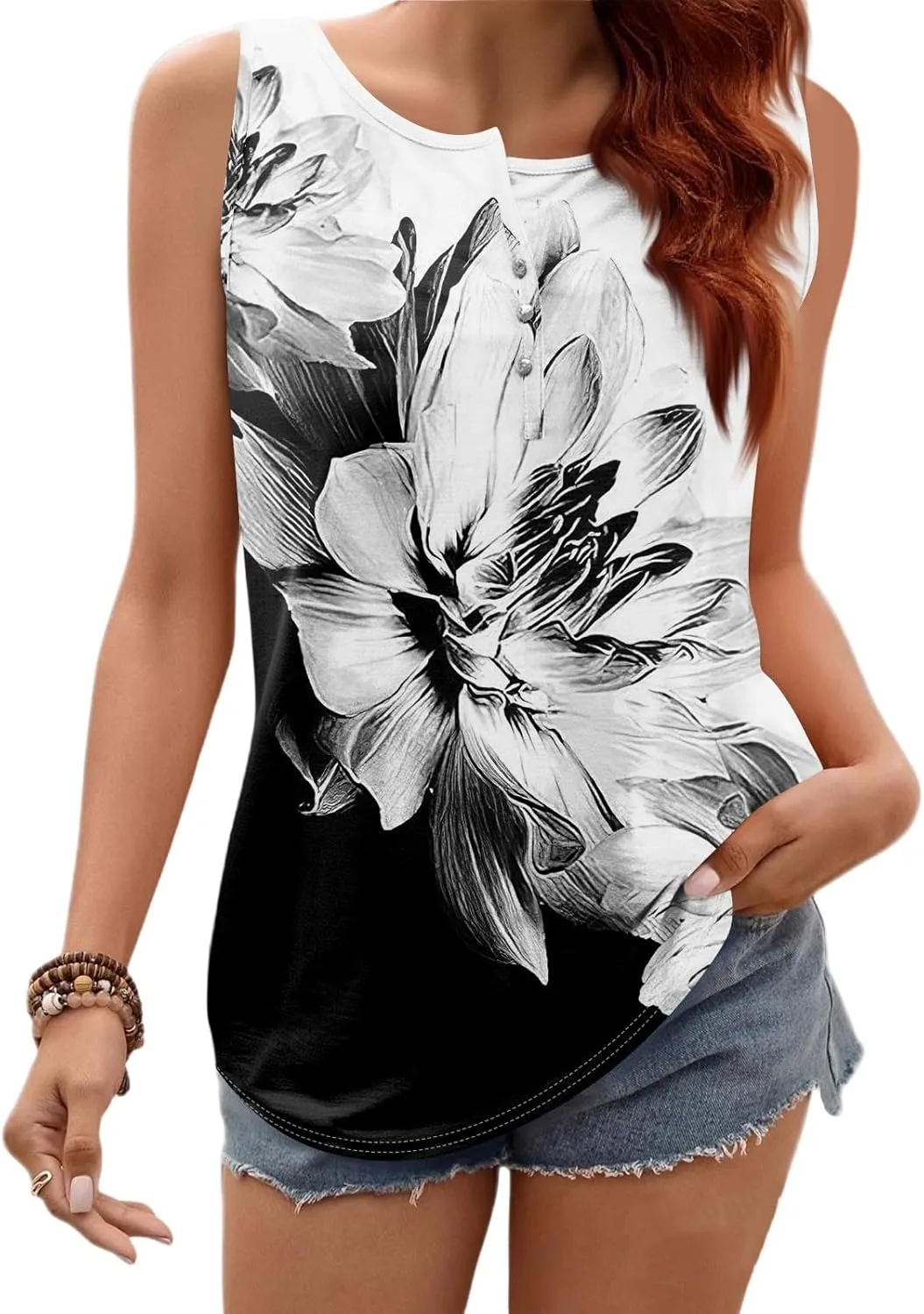 Summer Tank Tops for Women Sleeveless Pleated V Neck Loose Fit Tunic Blouses Shirts Fashion Tee 2025,Woemens Fashion
