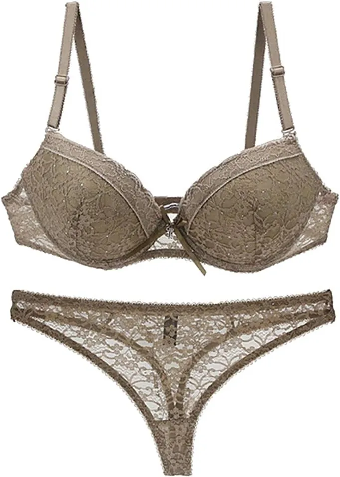 Swbreety Women's Lingerie Sexy Push up Lace Bra Underwear Bikini Panties Set
