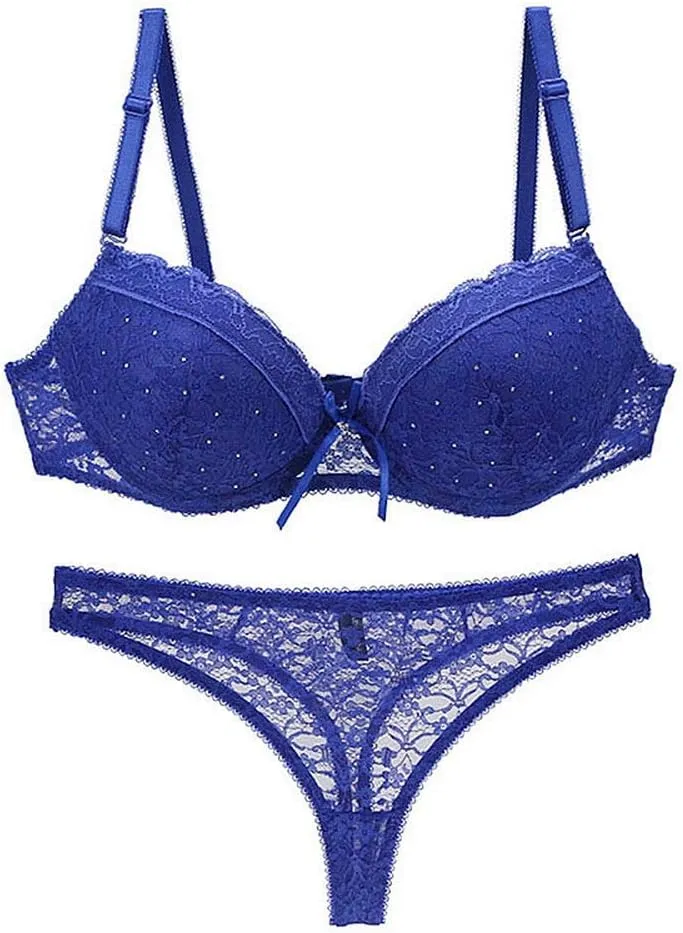 Swbreety Women's Lingerie Sexy Push up Lace Bra Underwear Bikini Panties Set