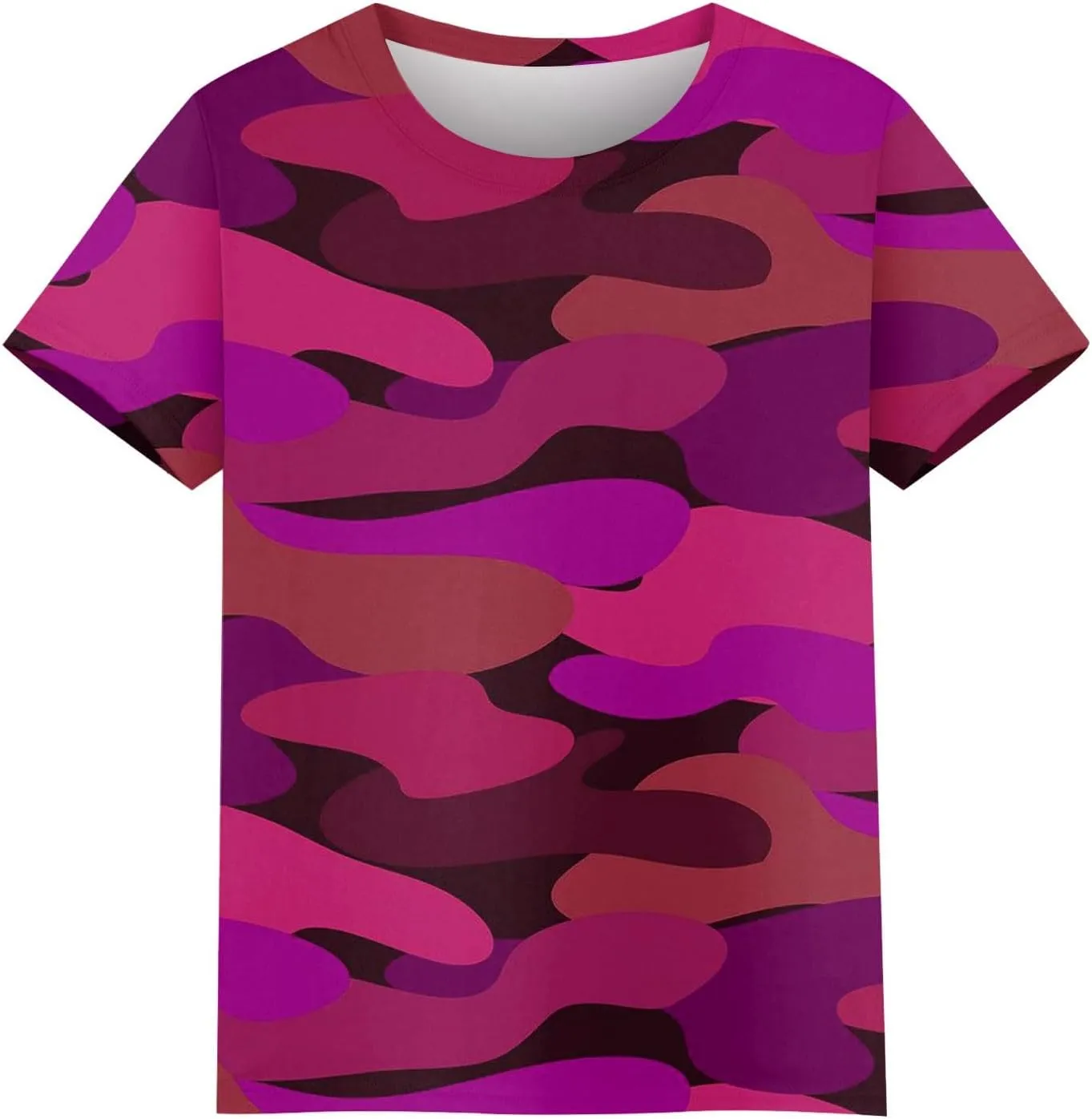 T Shirts for Women Camouflage Print Cute Going Out Tops Short Sleeve Crew Neck Shirts Blouses Casual Clothes Trendy S-5xl