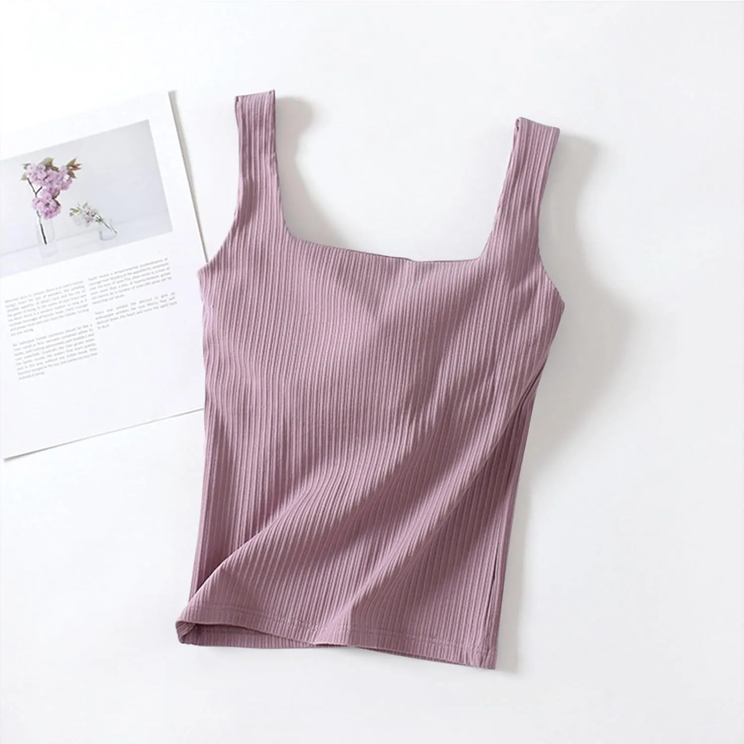 Tank Top for Women Summer Square Neck Tank Tops Workout Solid Color Camisole Sleeveless Clothes 2025
