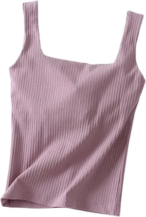 Tank Top for Women Summer Square Neck Tank Tops Workout Solid Color Camisole Sleeveless Clothes 2025