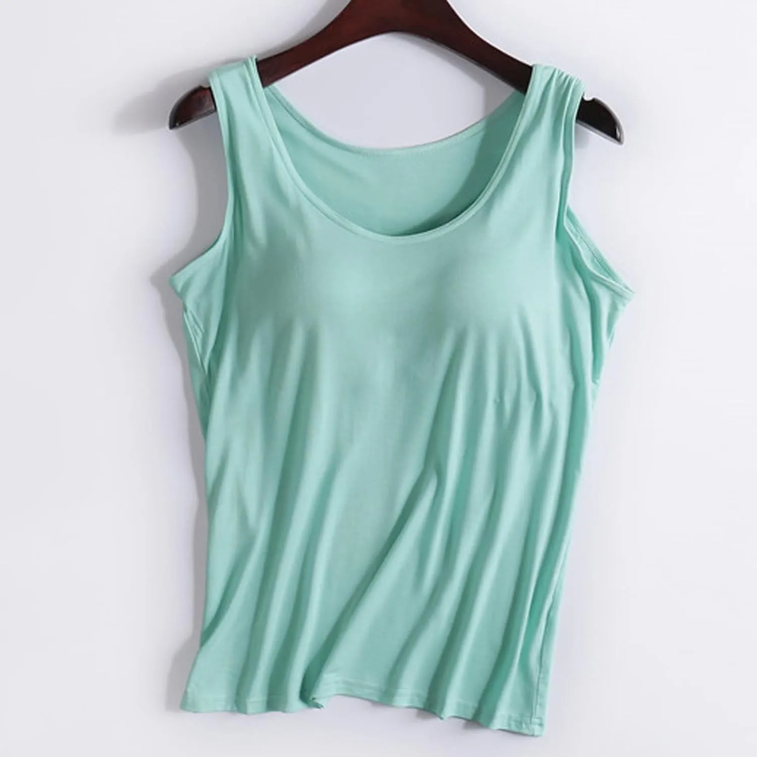 Tank Top with Built in Bra for Women Racerback Workout Shelf Bras Tanks Basic Padded Yoga Shirt Modal Undershirt