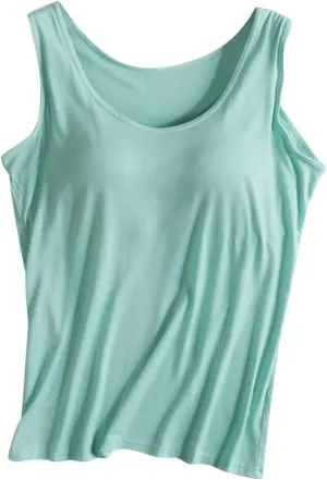 Tank Top with Built in Bra for Women Racerback Workout Shelf Bras Tanks Basic Padded Yoga Shirt Modal Undershirt