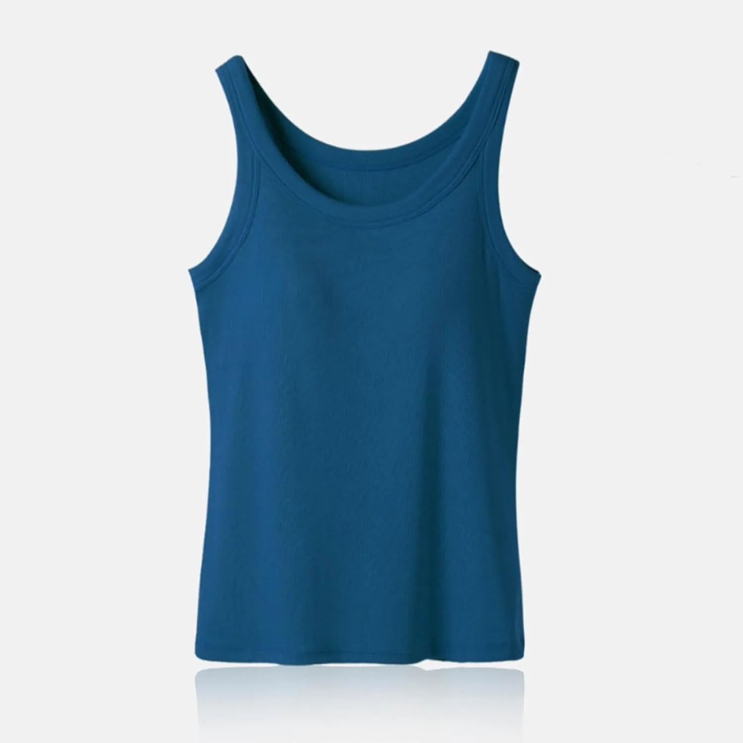 Tank Top with Built in Bra for Women Summer Casual Camisoles Basic Shirts Racerback Ribbed Fitted Tanks Cami Tops