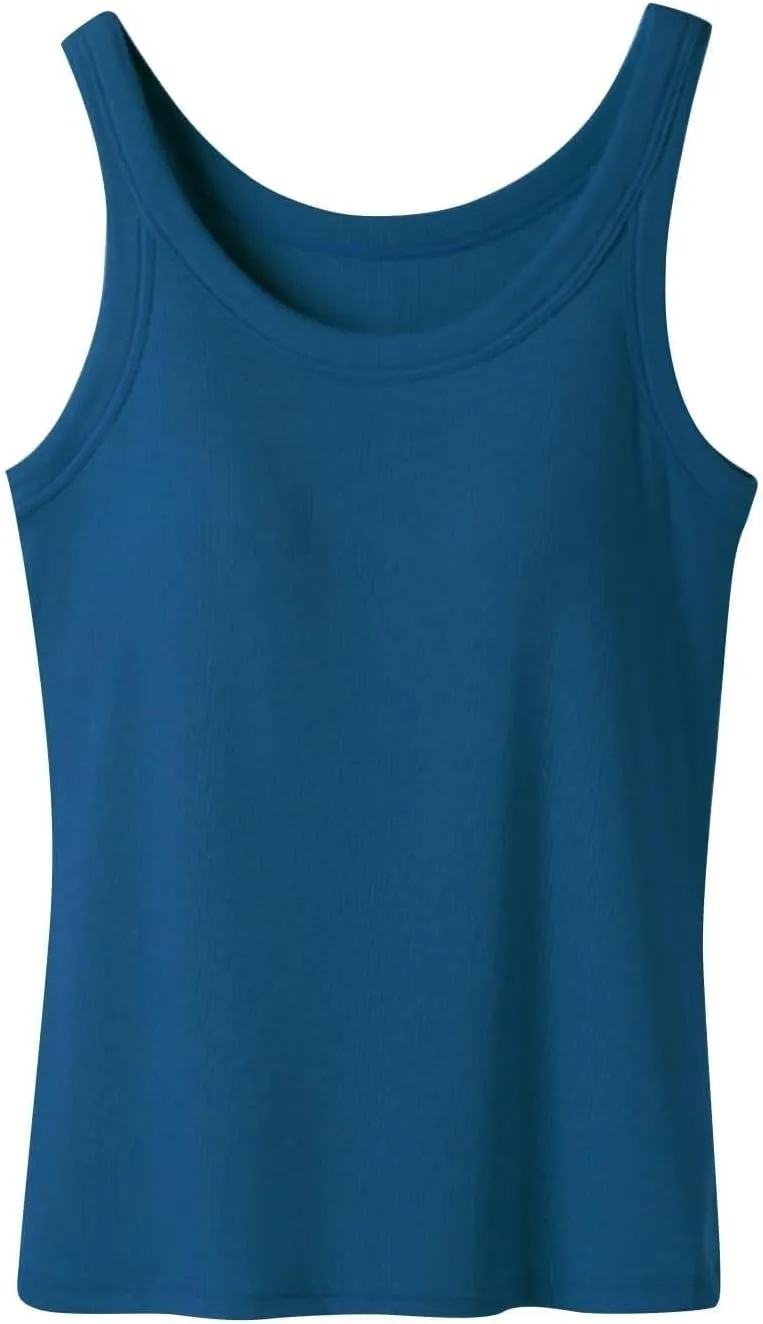 Tank Top with Built in Bra for Women Summer Casual Camisoles Basic Shirts Racerback Ribbed Fitted Tanks Cami Tops