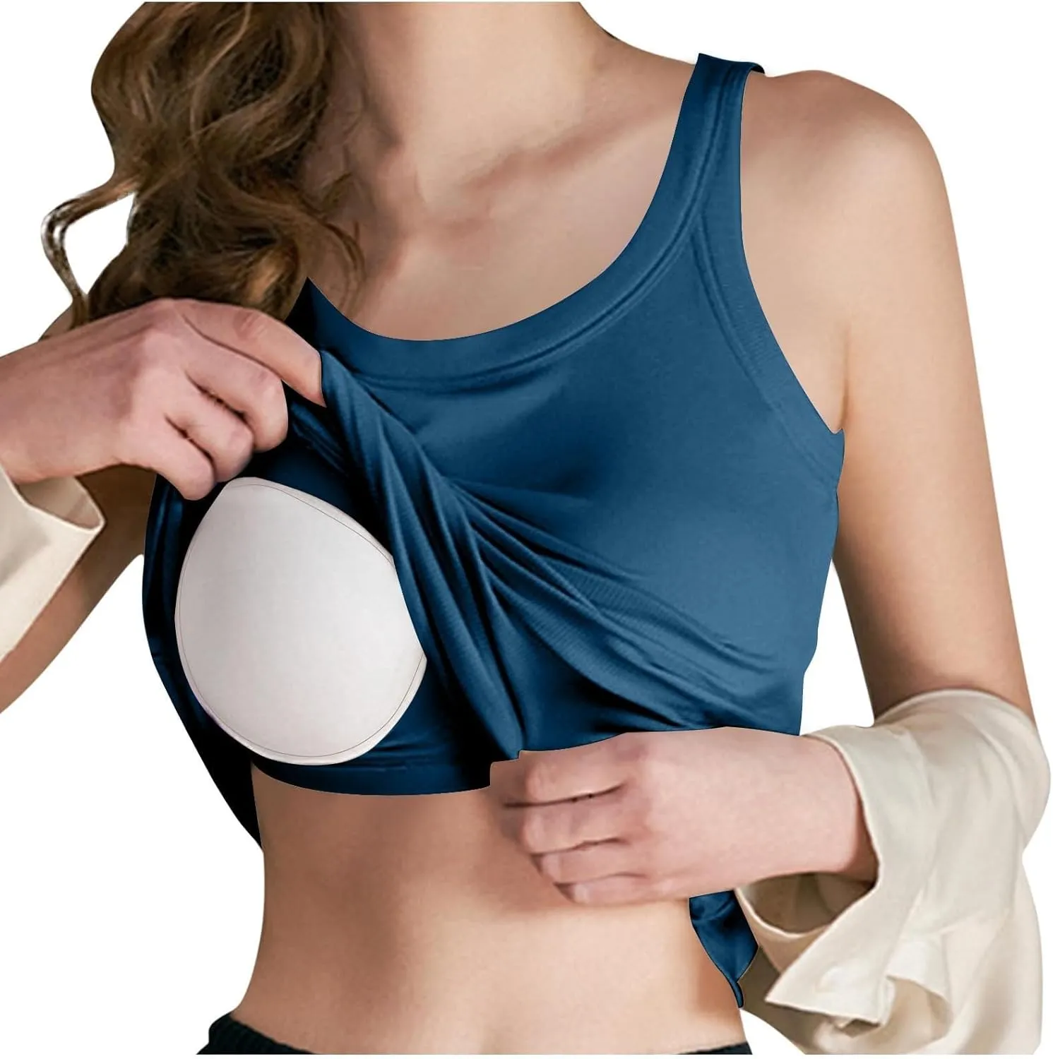 Tank Top with Built in Bra for Women Summer Casual Camisoles Basic Shirts Racerback Ribbed Fitted Tanks Cami Tops
