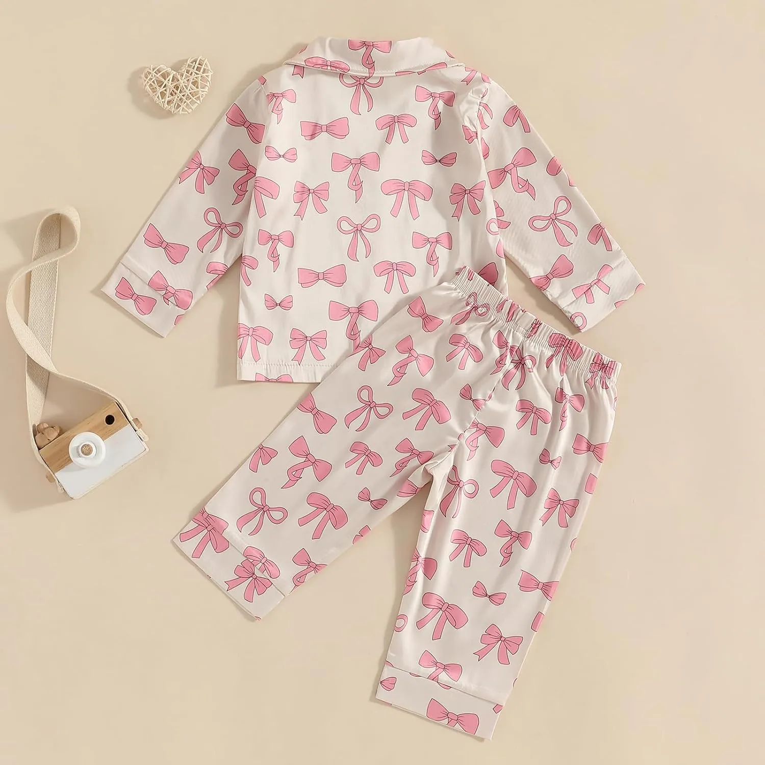 Toddler Girl Pjs Christmas Pajamas For Toddler Girls Little Kids Long Sleeve Sleepwear Button Down Satin Pajama Set