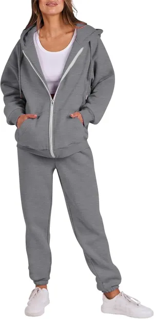 Track Suits for Women Set 2 Piece Sweatsuit Fleece Lined Lounge Set Zip Up Sweatshirt and Sweatpants Casual Outfit