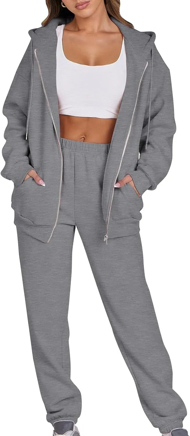 Track Suits for Women Set 2 Piece Sweatsuit Fleece Lined Lounge Set Zip Up Sweatshirt and Sweatpants Casual Outfit