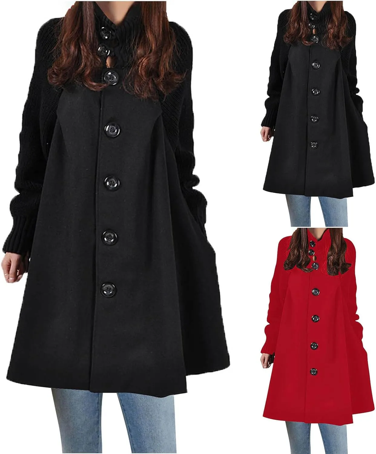 Trench Coat for Women Winter Long Wool Blend Pea Coat Casual Notched Lapel Collar Oversized Dress Coats Jacket